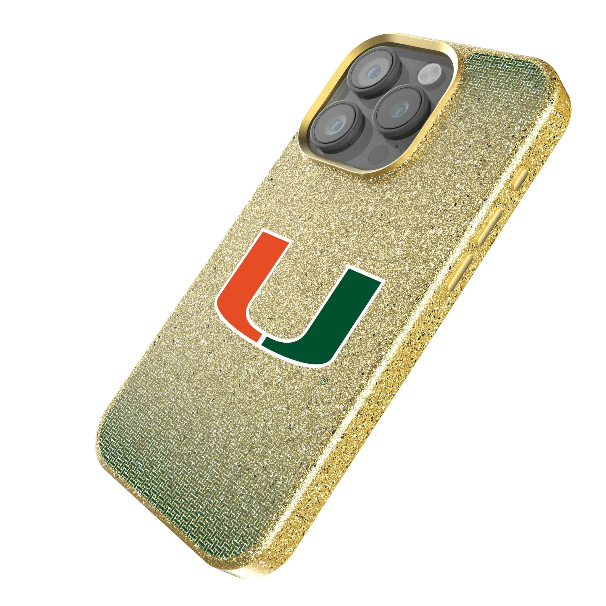 University of Miami Hurricanes Linen iPhone Bling Phone Case for Apple iPhone - Isometric View