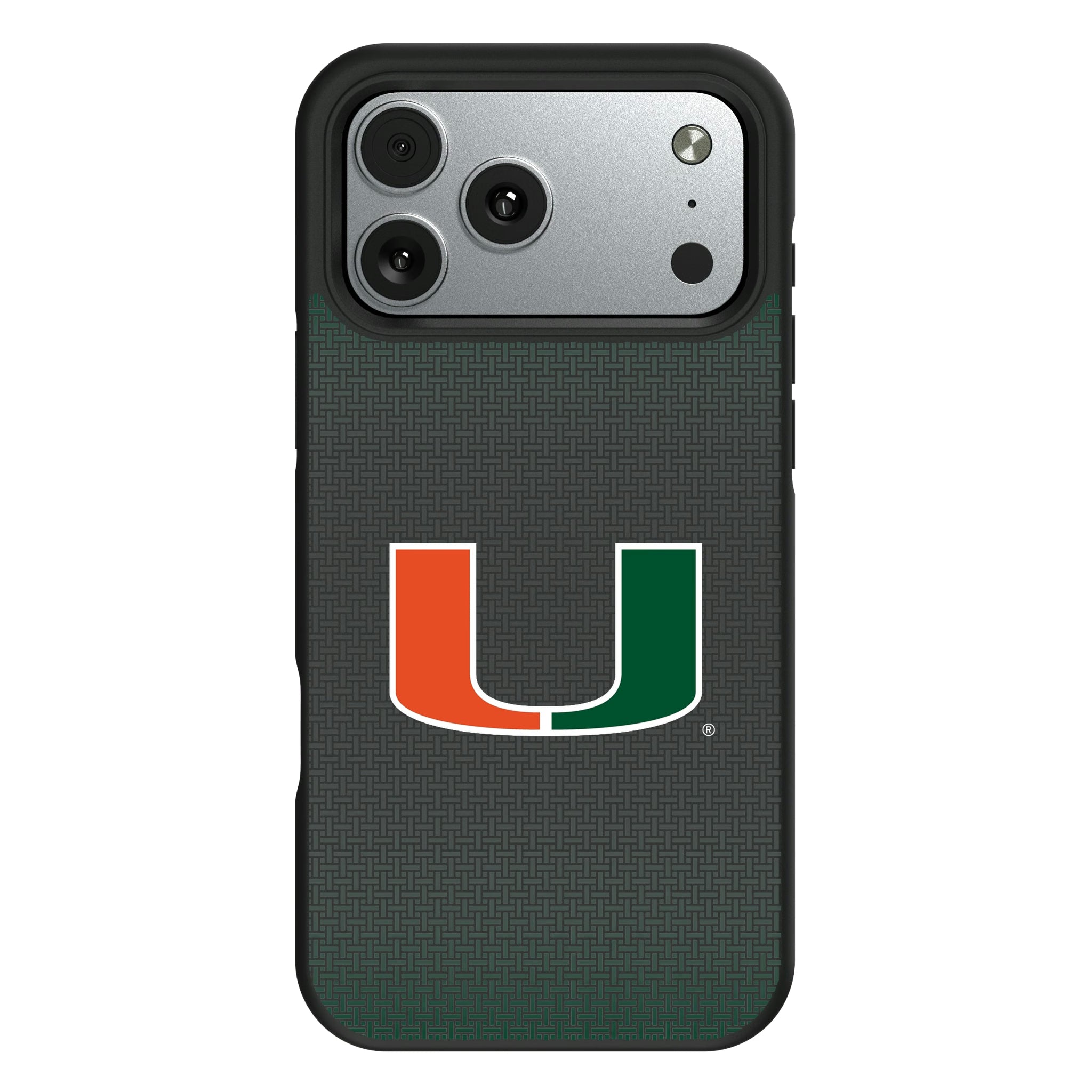 University of Miami Hurricanes Linen iPhone Bump Phone Case for Apple iPhone#Device_iPhone 17 Pro Max