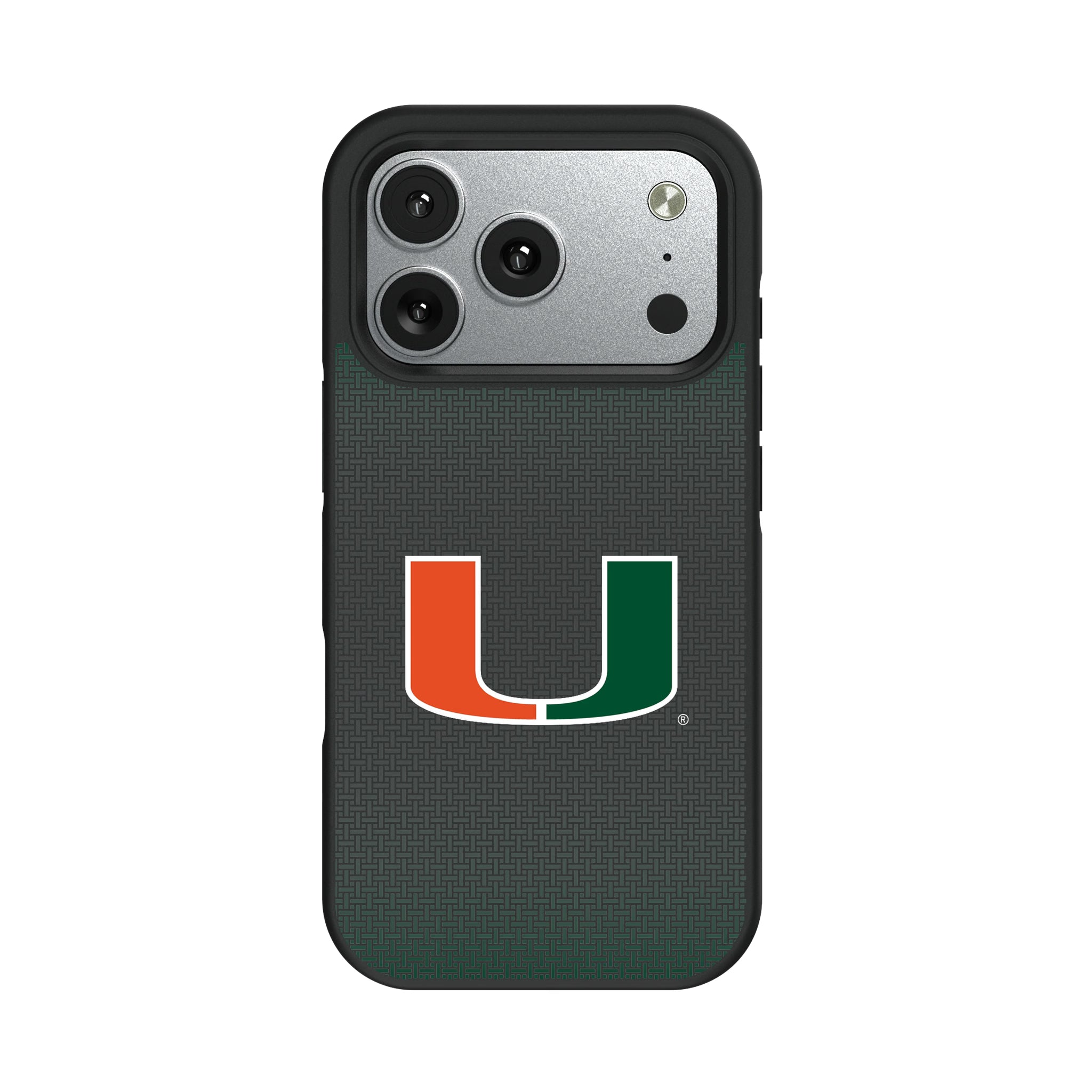 University of Miami Hurricanes Linen iPhone Bump Phone Case for Apple iPhone#Device_iPhone 17 Pro