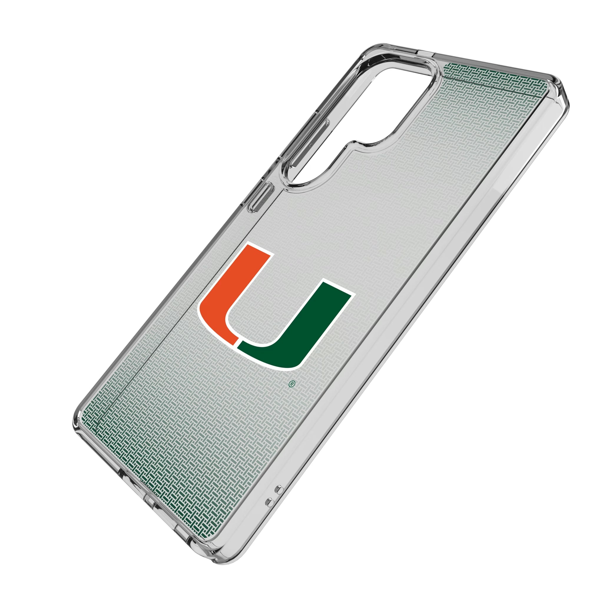 University of Miami Hurricanes Linen Galaxy Clear Phone Case for Samsung Galaxy - Isometric View