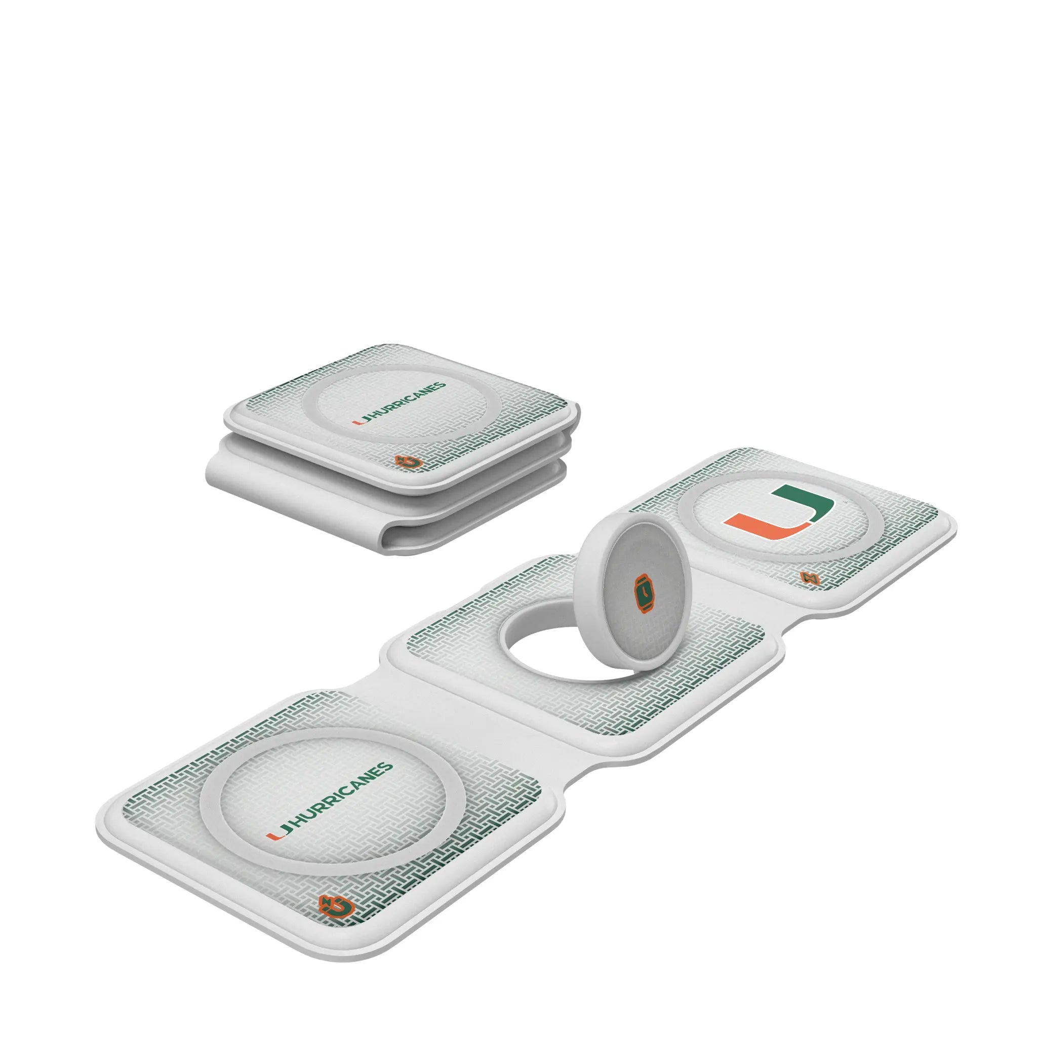 University of Miami Hurricanes Linen Foldable 3 in 1 Charger