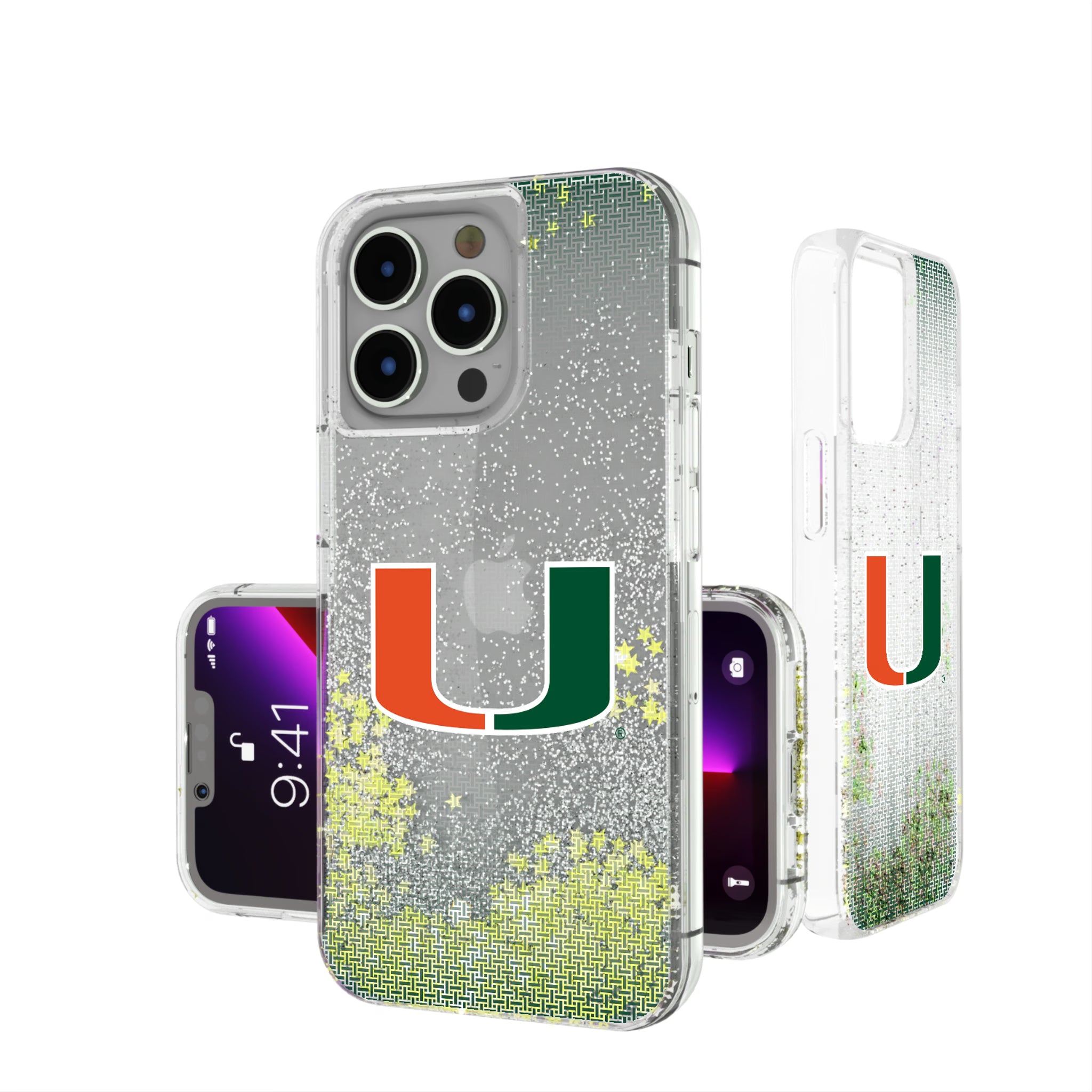 University of Miami Hurricanes Linen iPhone Glitter Phone Case for Apple iPhone