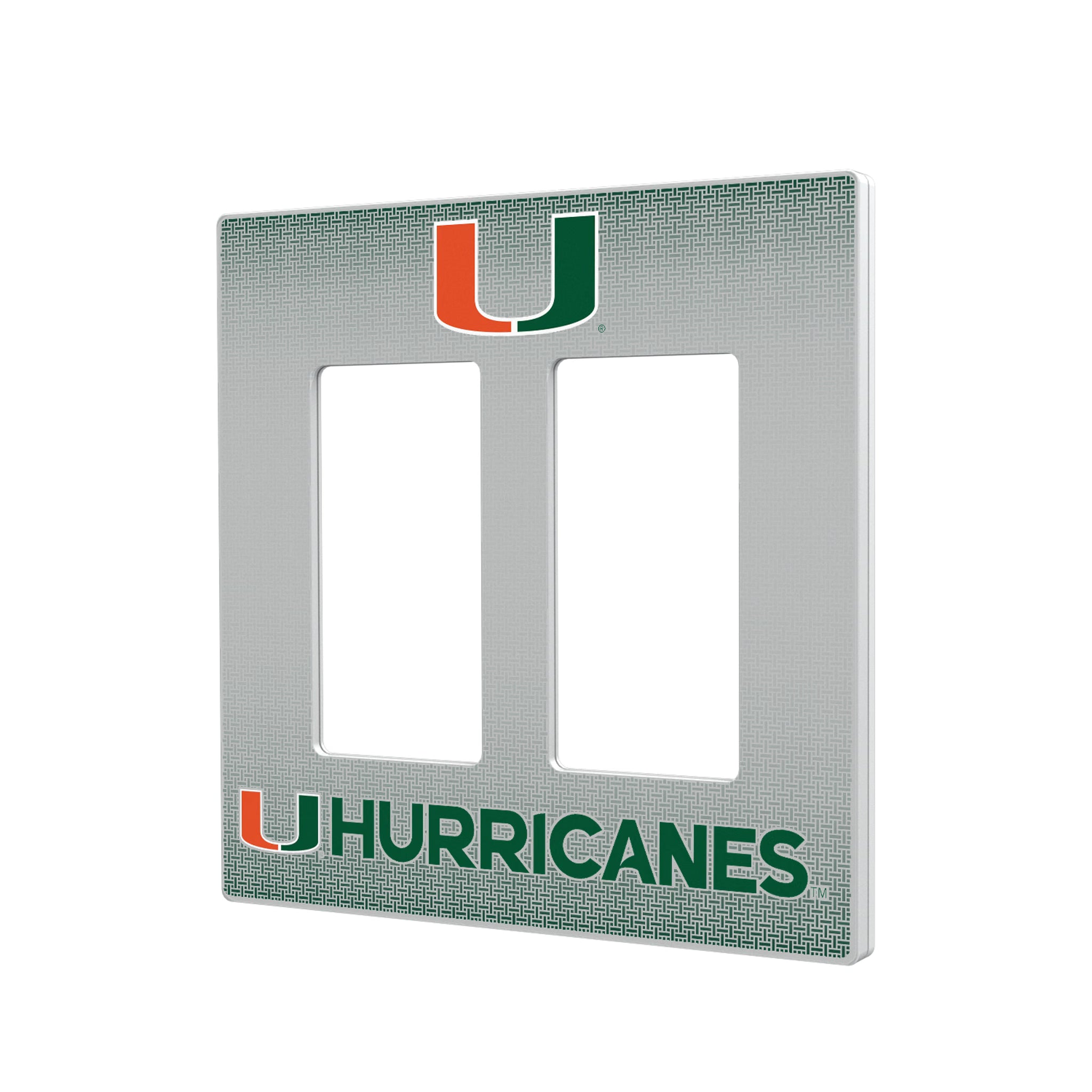 University of Miami Hurricanes Linen Hidden-Screw Light Switch Plate#Style_Double Rocker