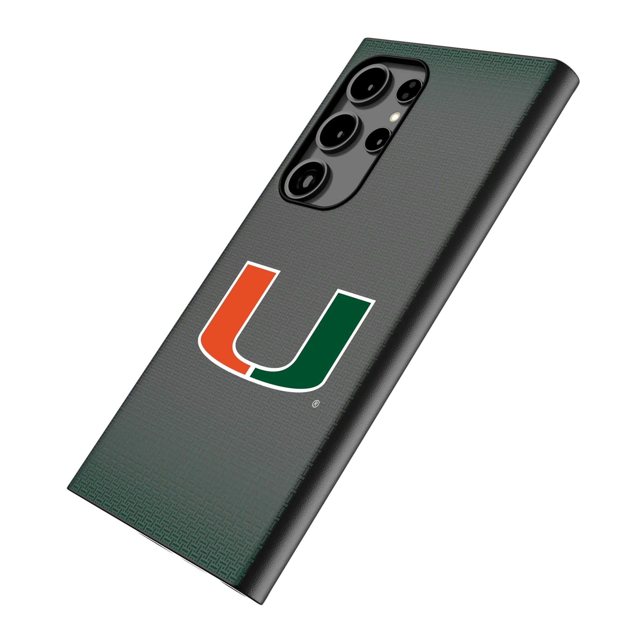 University of Miami Hurricanes Linen Galaxy MagSafe Compatible Phone Case for Samsung Galaxy - Isometric View