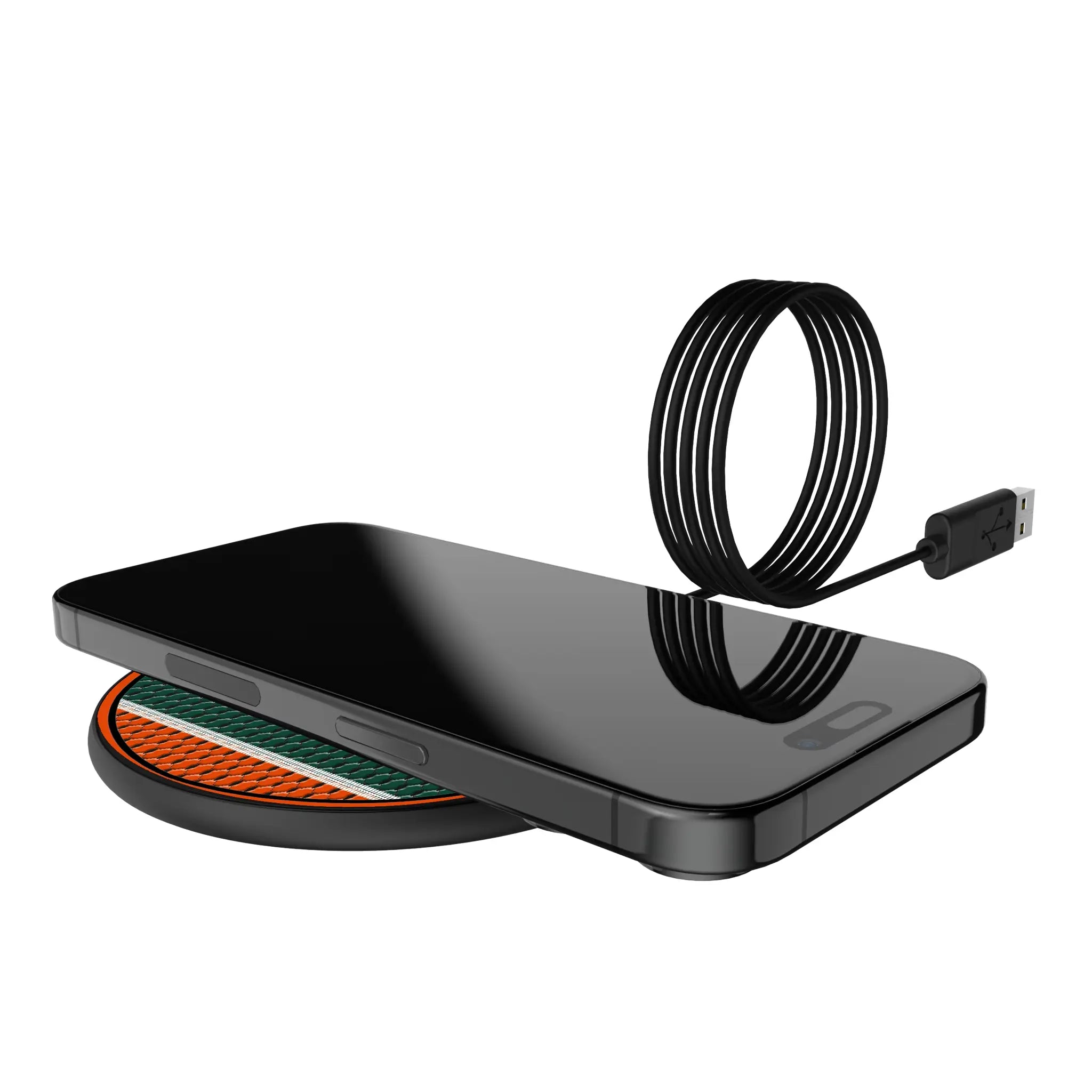University of Miami Hurricanes Mesh 15-Watt Wireless Charger - Lifestyle