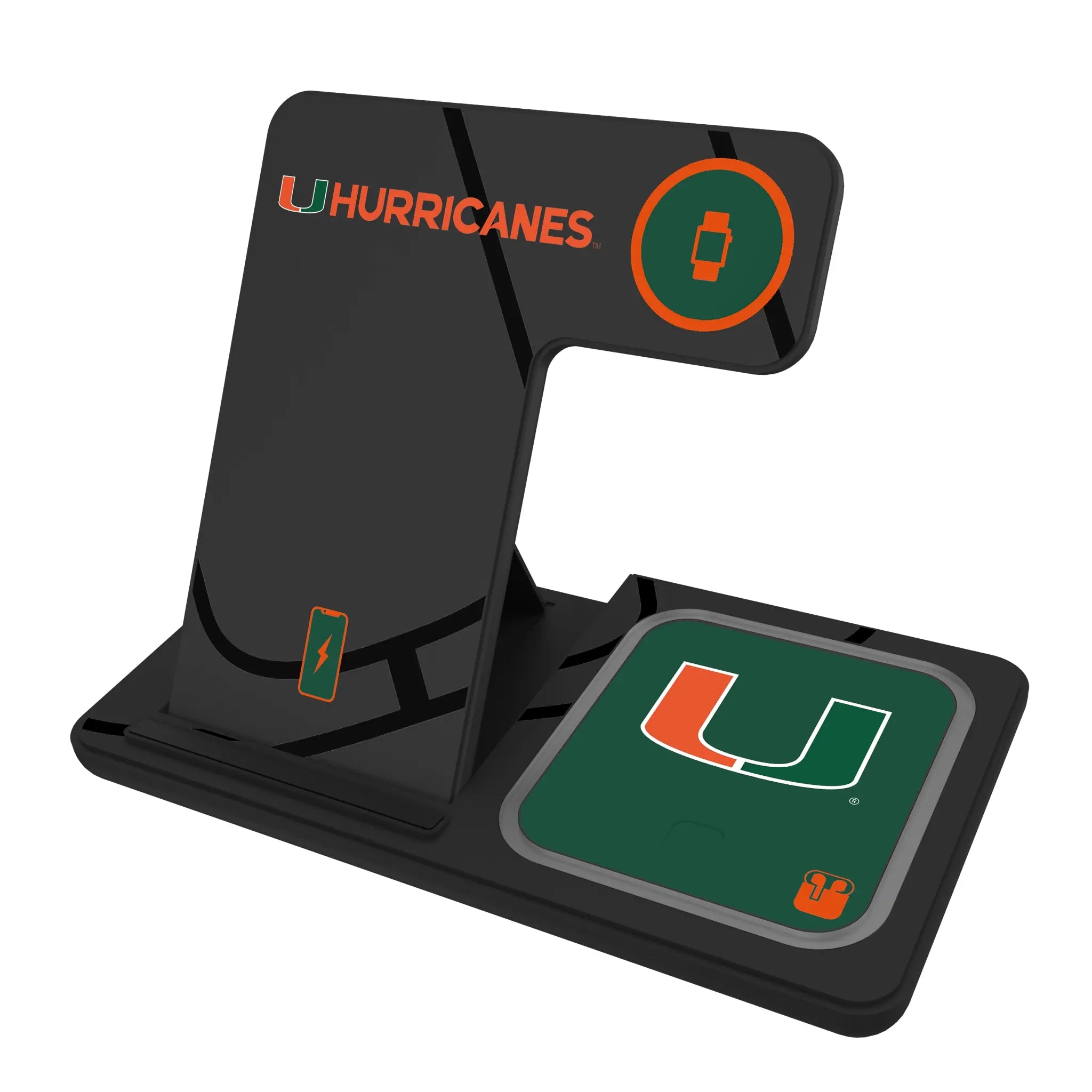 University of Miami Hurricanes Monocolor Tilt 3 in 1 Charging Station