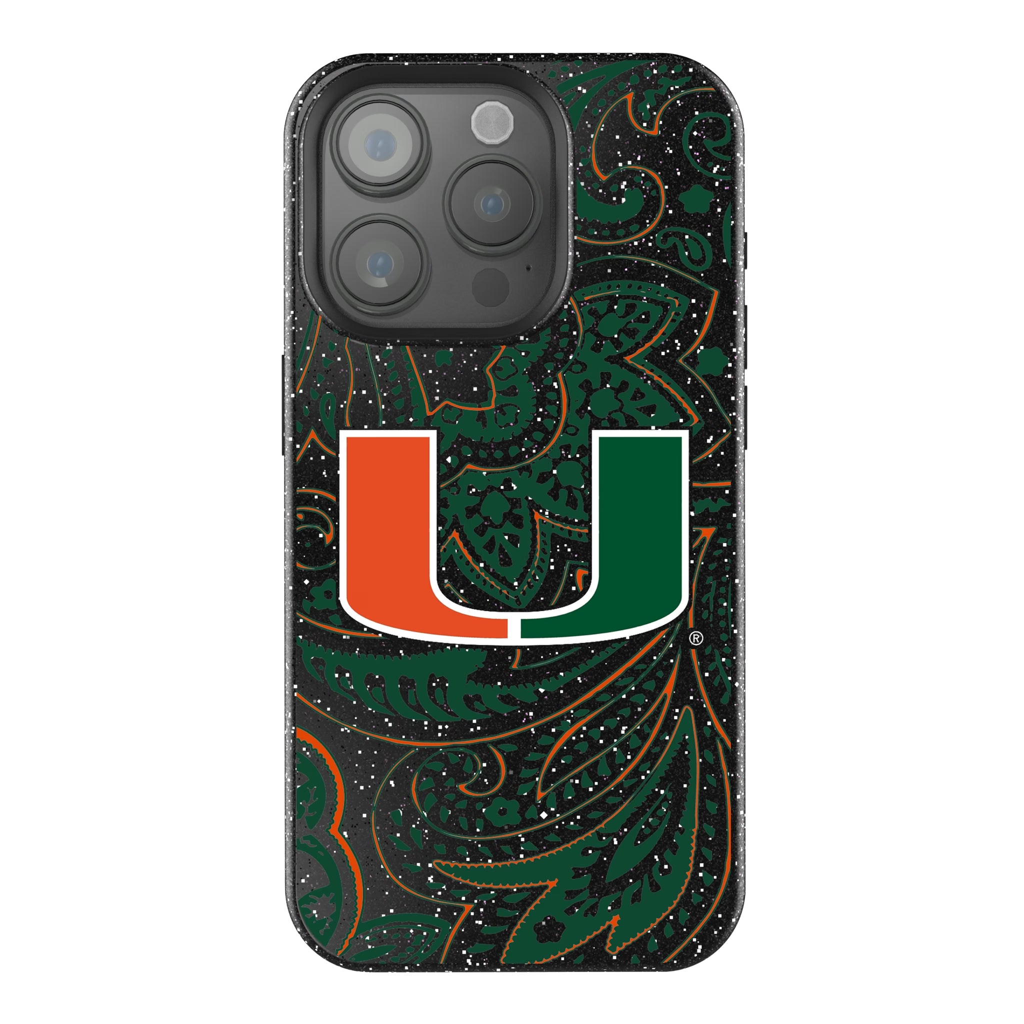University of Miami Hurricanes Paisley iPhone Bling Phone Case for Apple iPhone