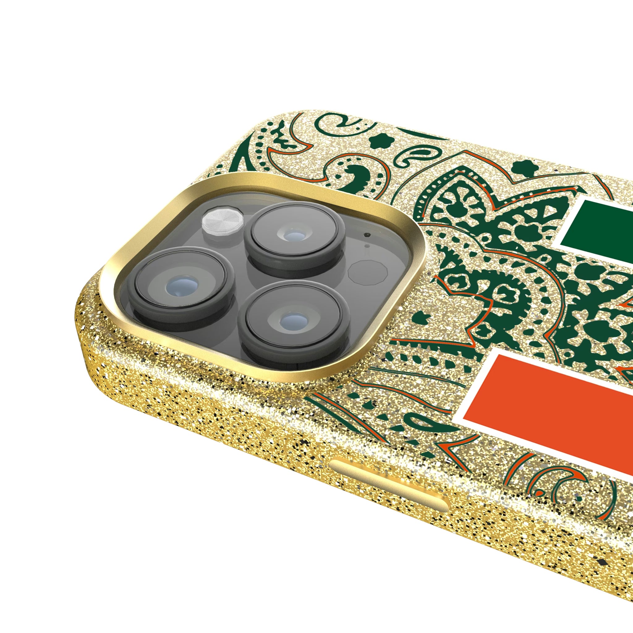 University of Miami Hurricanes Paisley iPhone Bling Phone Case for Apple iPhone - Detail