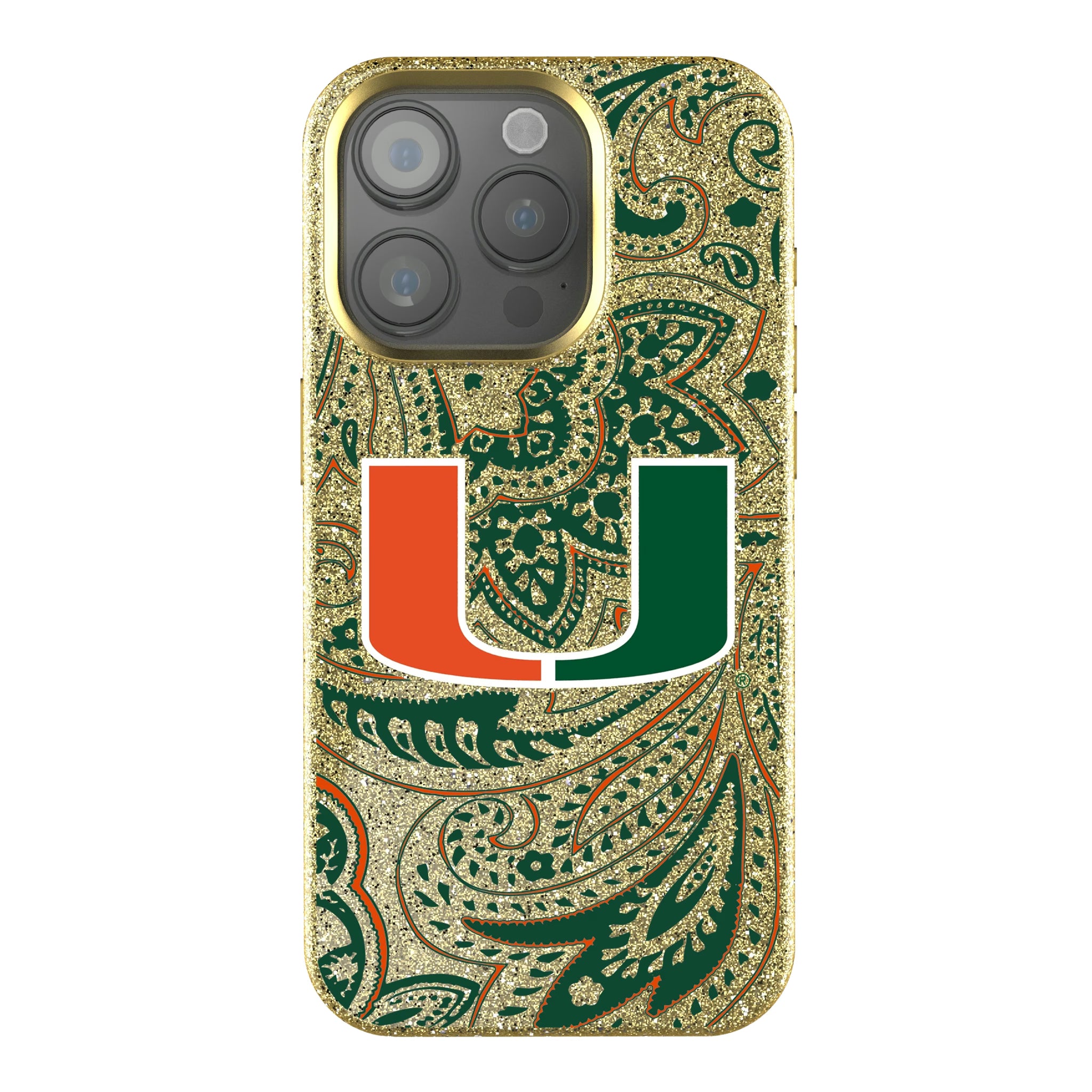 University of Miami Hurricanes Paisley iPhone Bling Phone Case for Apple iPhone