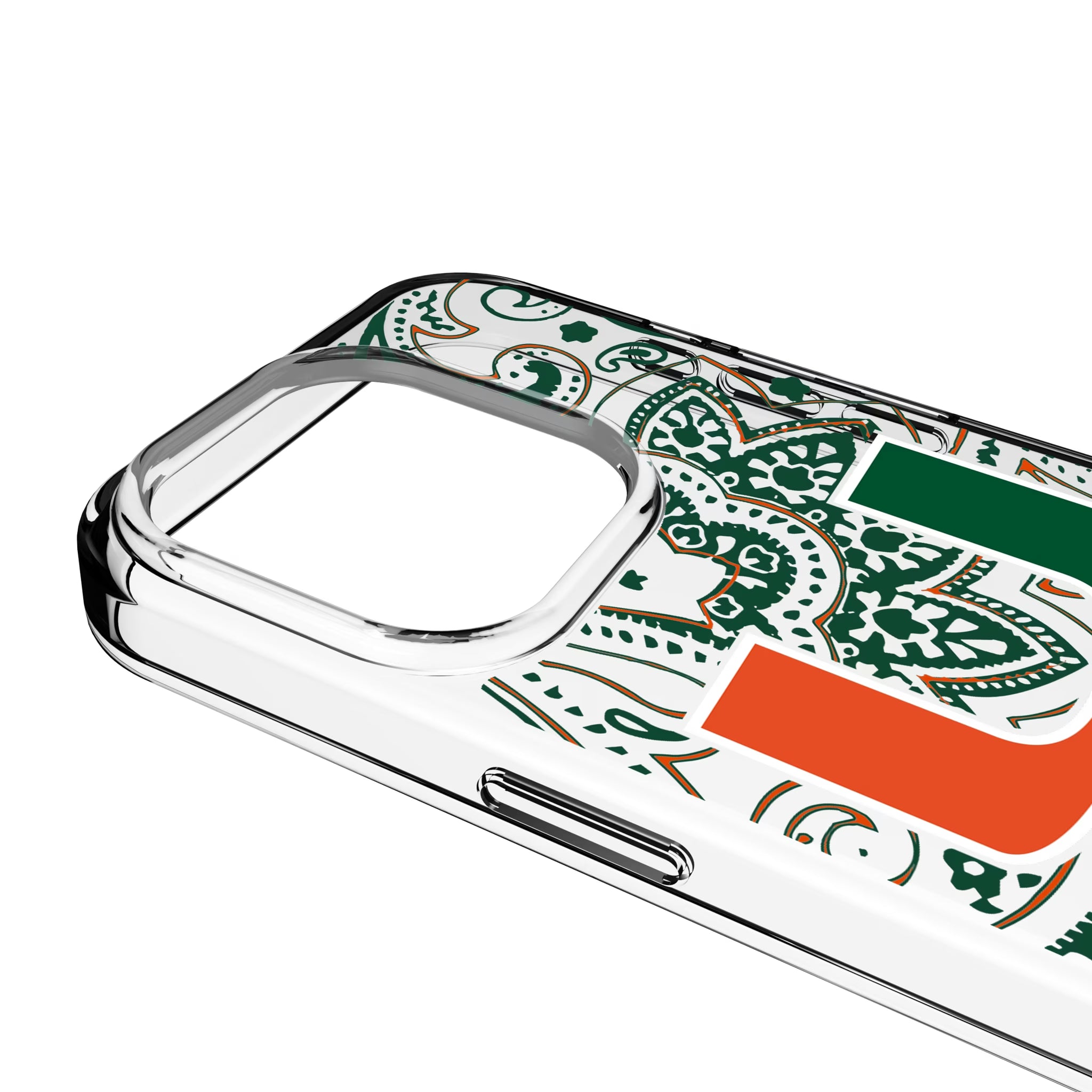 University of Miami Hurricanes Paisley iPhone Clear Phone Case for Apple iPhone - Detail