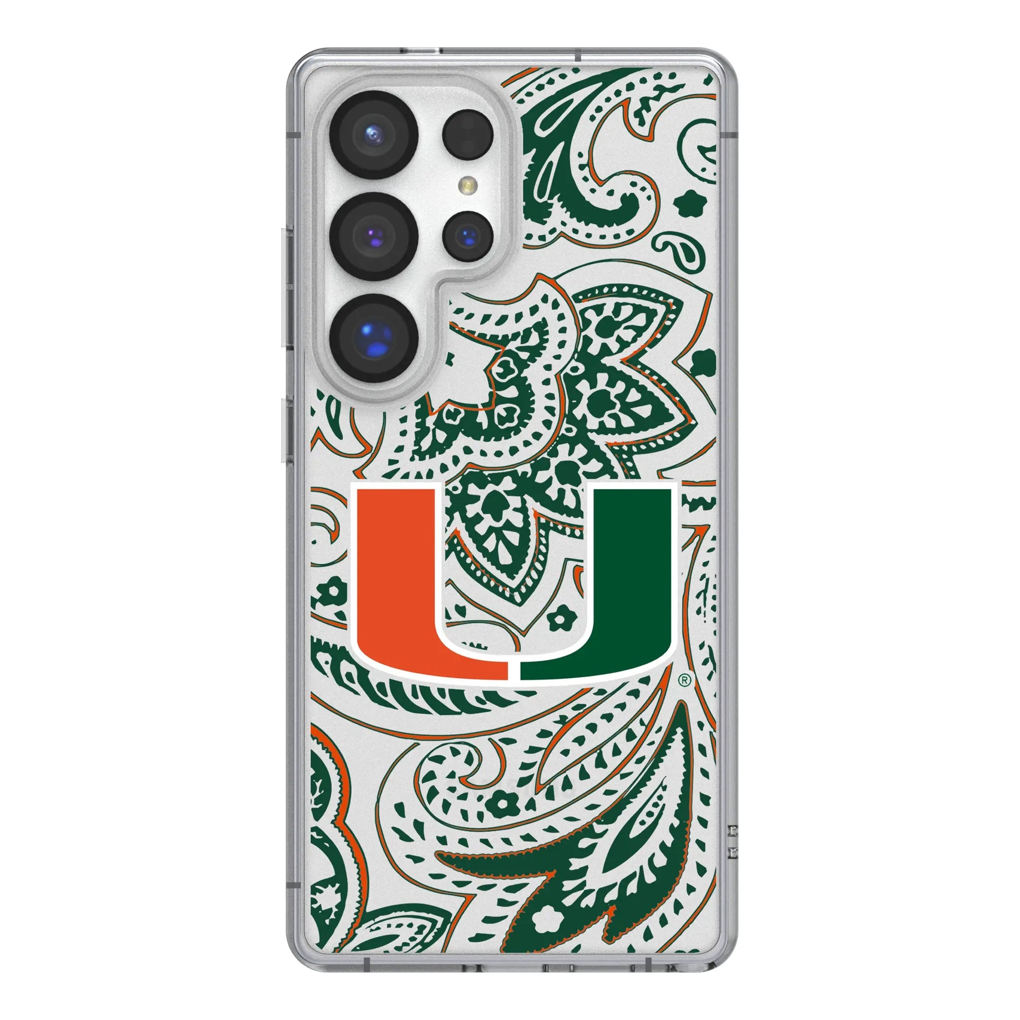 University of Miami Hurricanes Paisley Galaxy Clear Phone Case for Samsung Galaxy#Device_Galaxy S25 Ultra