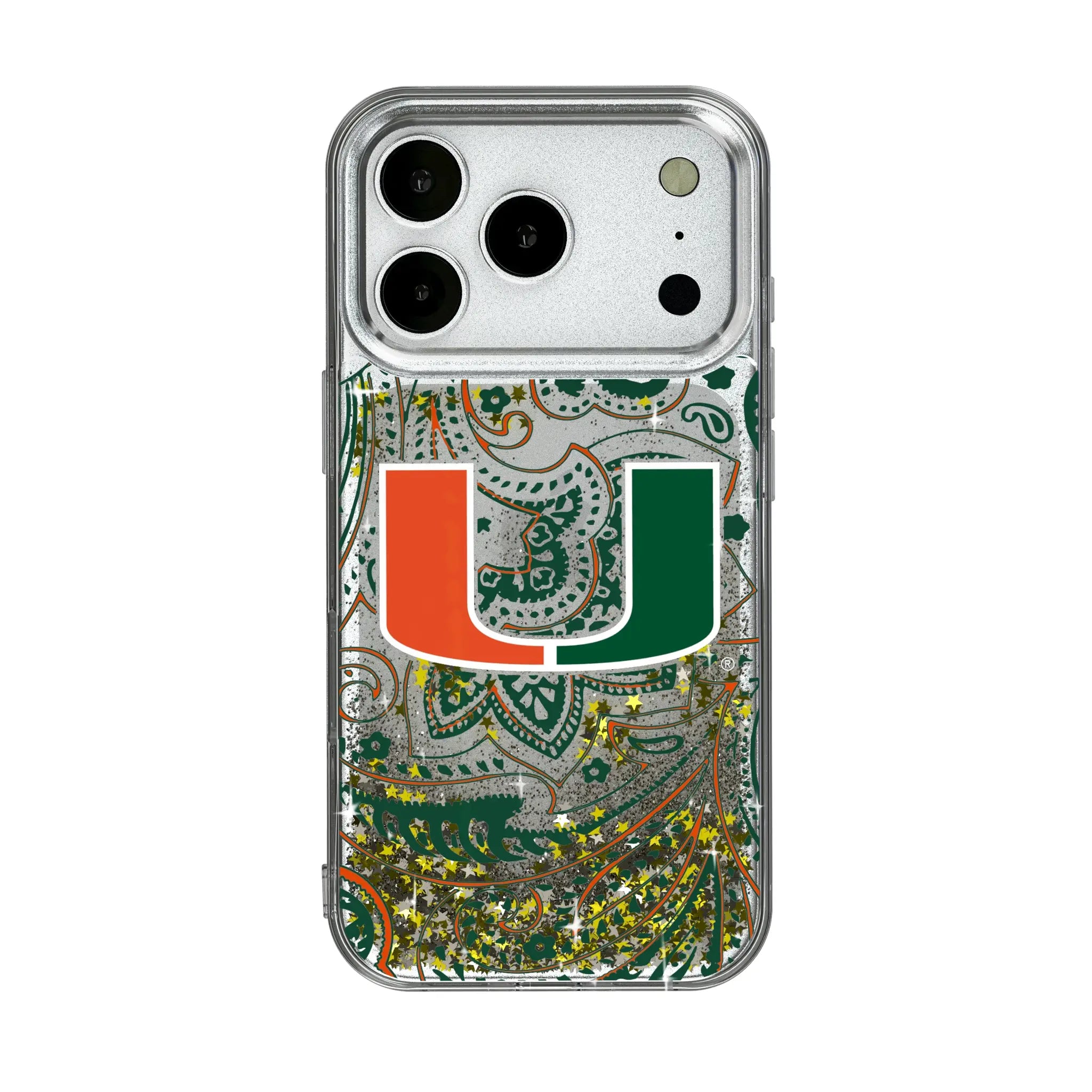 University of Miami Hurricanes Paisley iPhone Glitter Phone Case for Apple iPhone