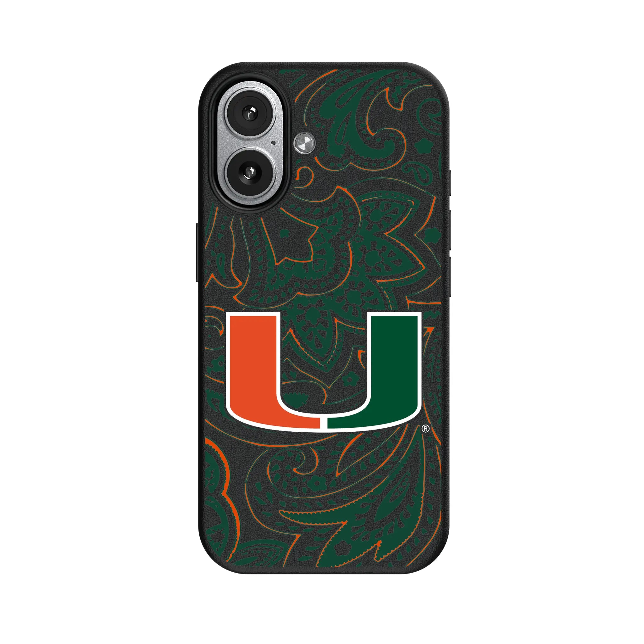 University of Miami Hurricanes Paisley iPhone MagSafe Compatible Phone Case for Apple iPhone#Device_iPhone 17