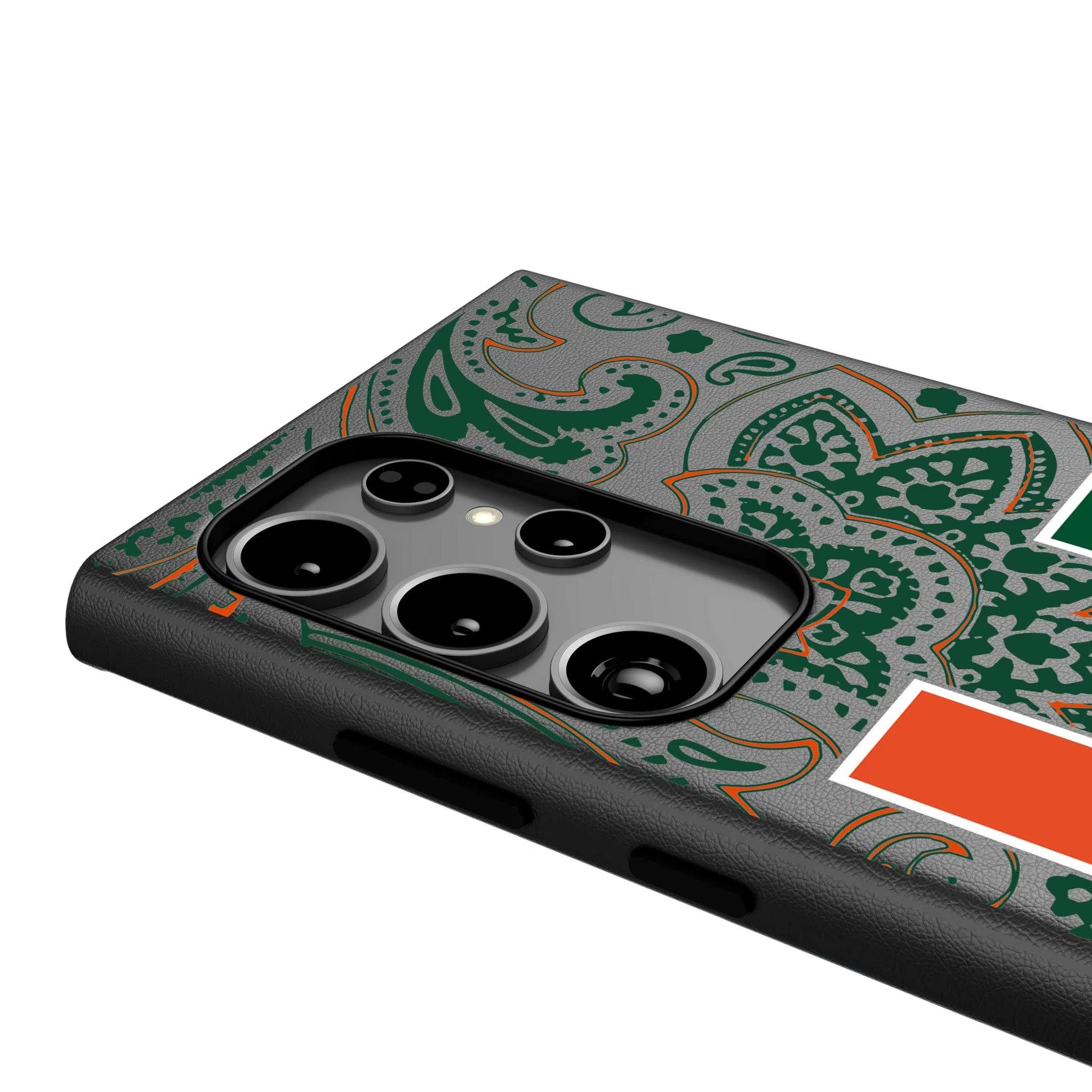 University of Miami Hurricanes Paisley Galaxy MagSafe Compatible Phone Case for Samsung Galaxy - Detail