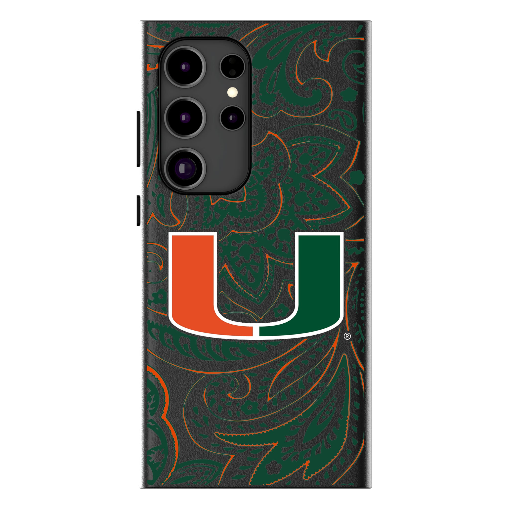 University of Miami Hurricanes Paisley Galaxy MagSafe Compatible Phone Case for Samsung Galaxy