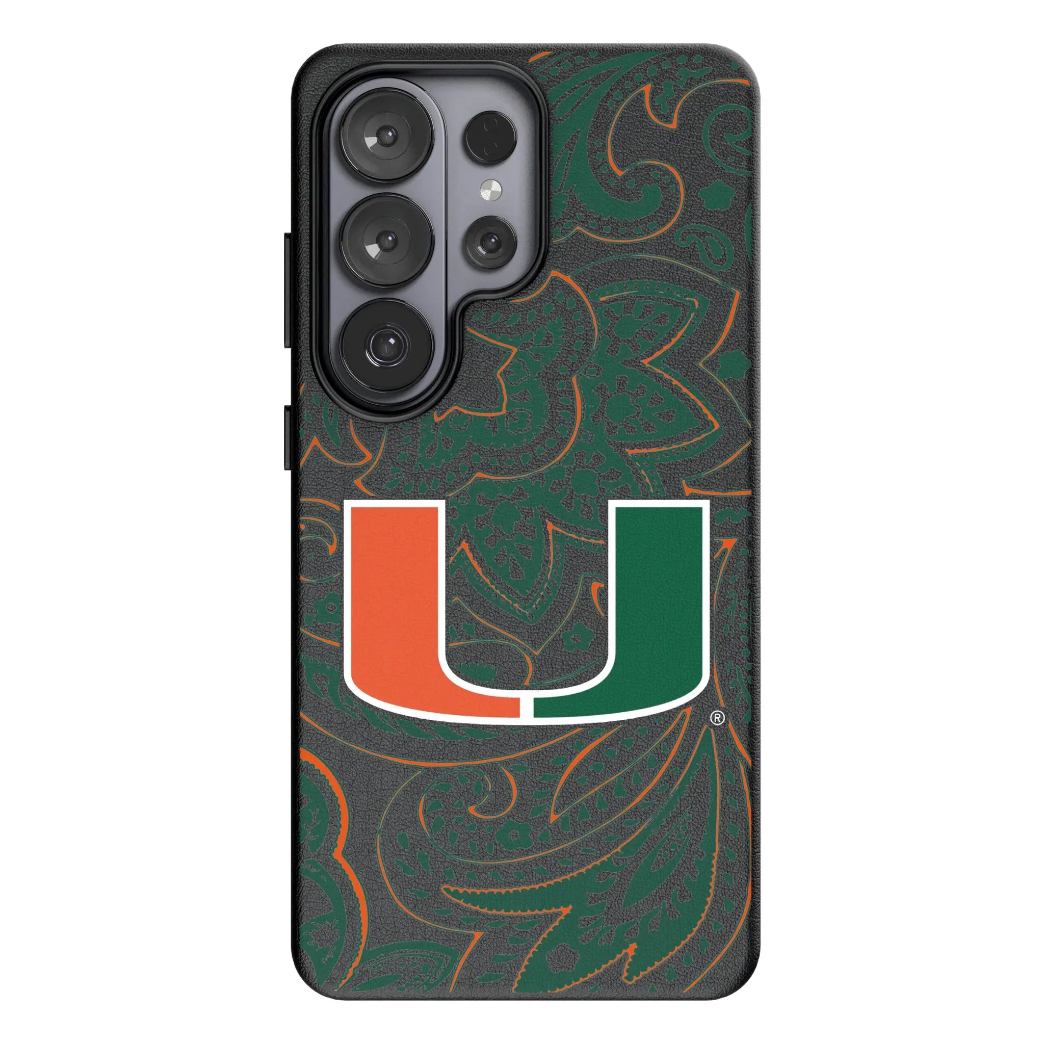 University of Miami Hurricanes Paisley Galaxy MagSafe Compatible Phone Case for Samsung Galaxy#Device_Galaxy S26 Ultra