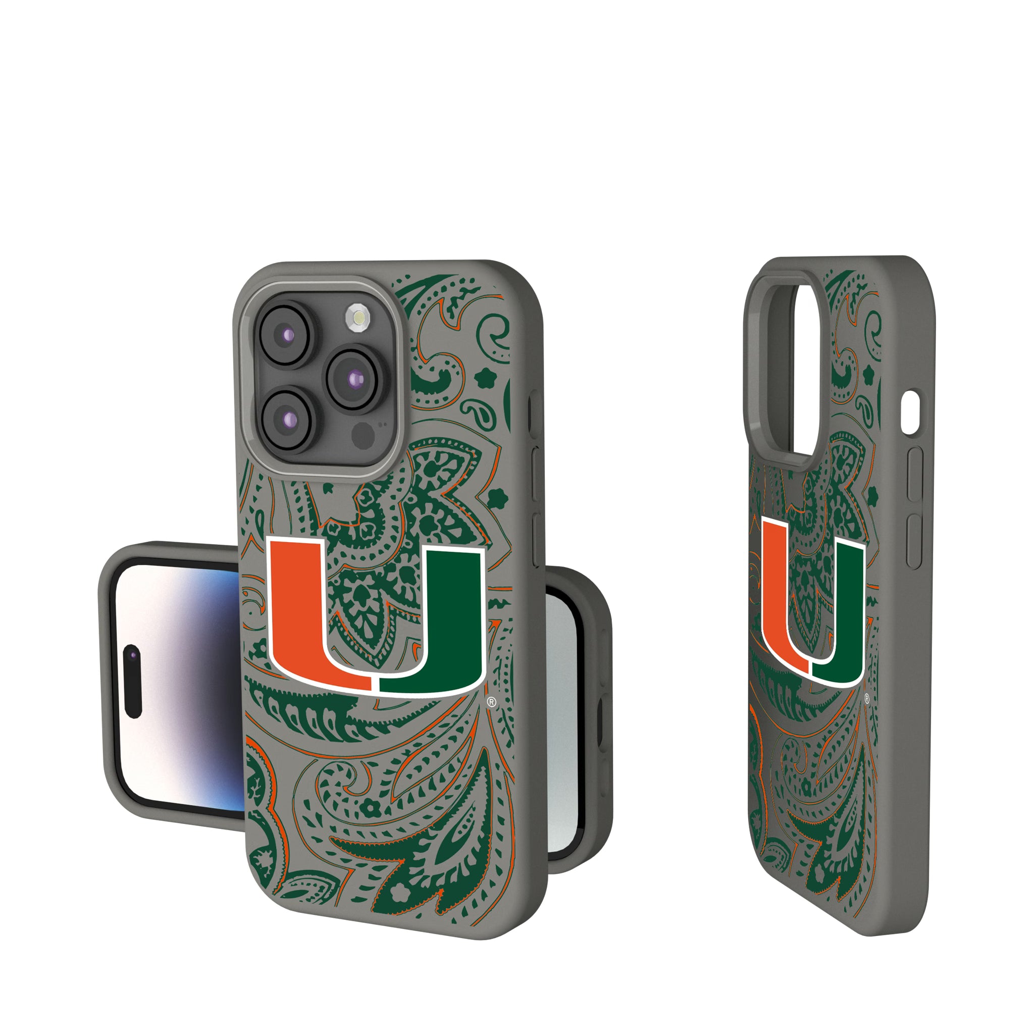 University of Miami Hurricanes Paisley iPhone Soft Touch Phone Case for Apple iPhone