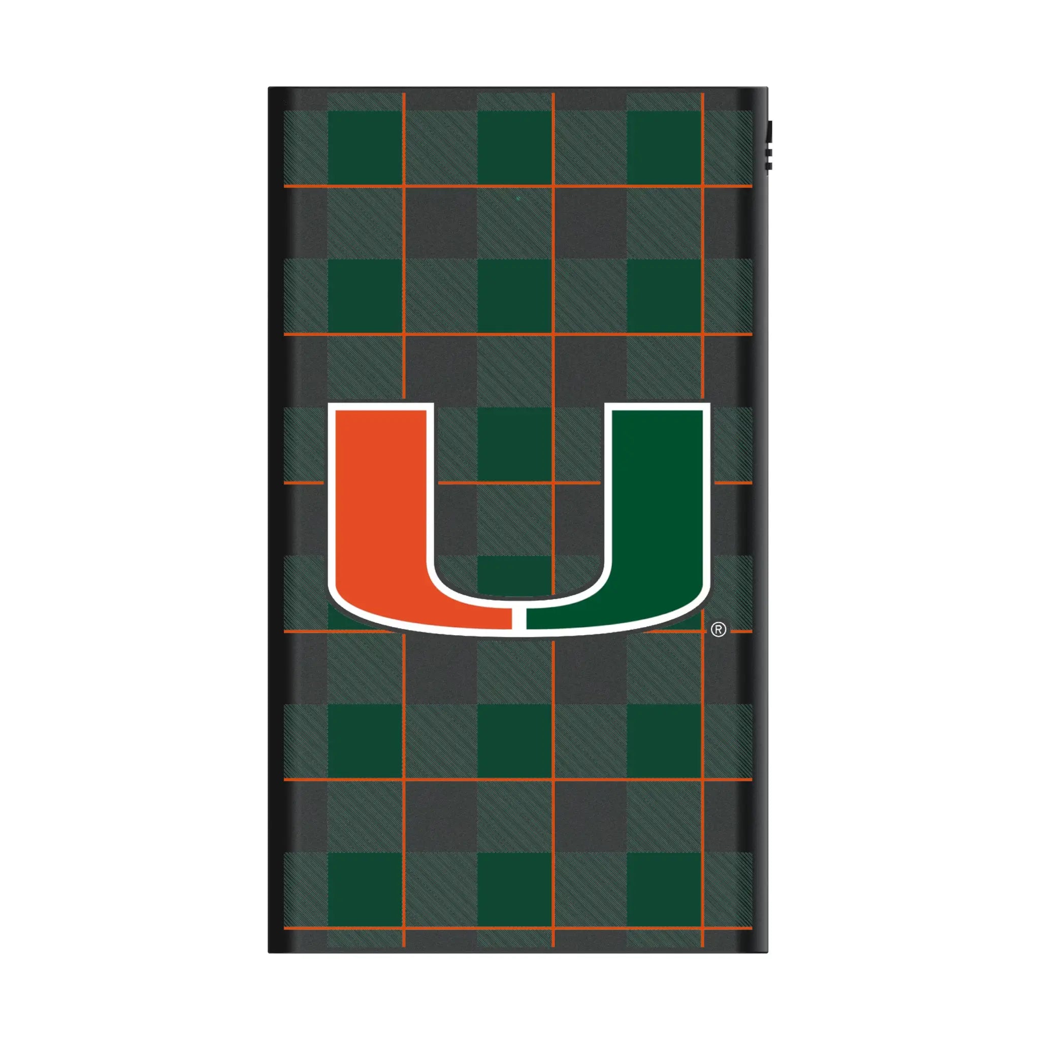 University of Miami Hurricanes Plaid 5000mAh Flat Power Bank