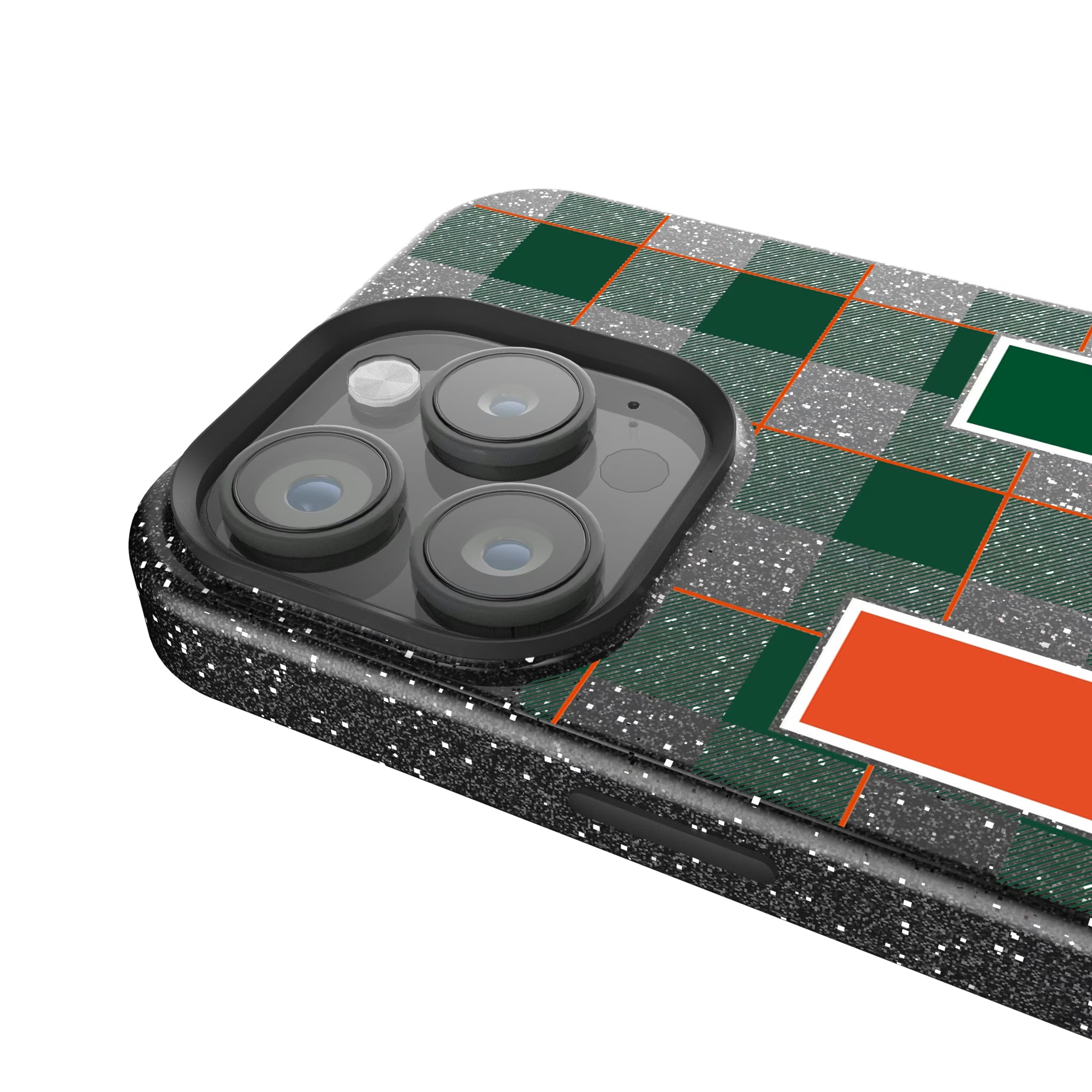 University of Miami Hurricanes Plaid iPhone Bling Phone Case for Apple iPhone - Detail