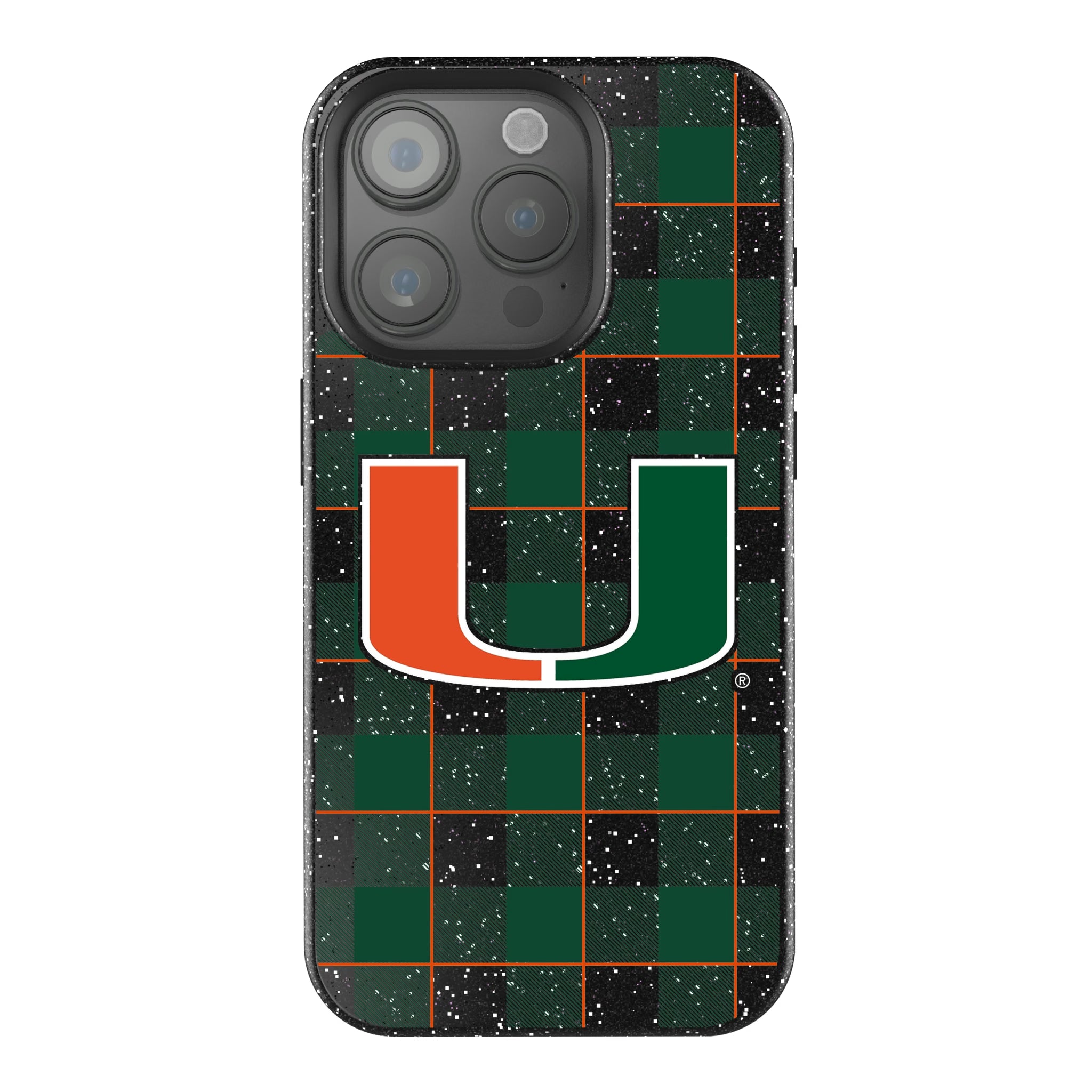 University of Miami Hurricanes Plaid iPhone Bling Phone Case for Apple iPhone