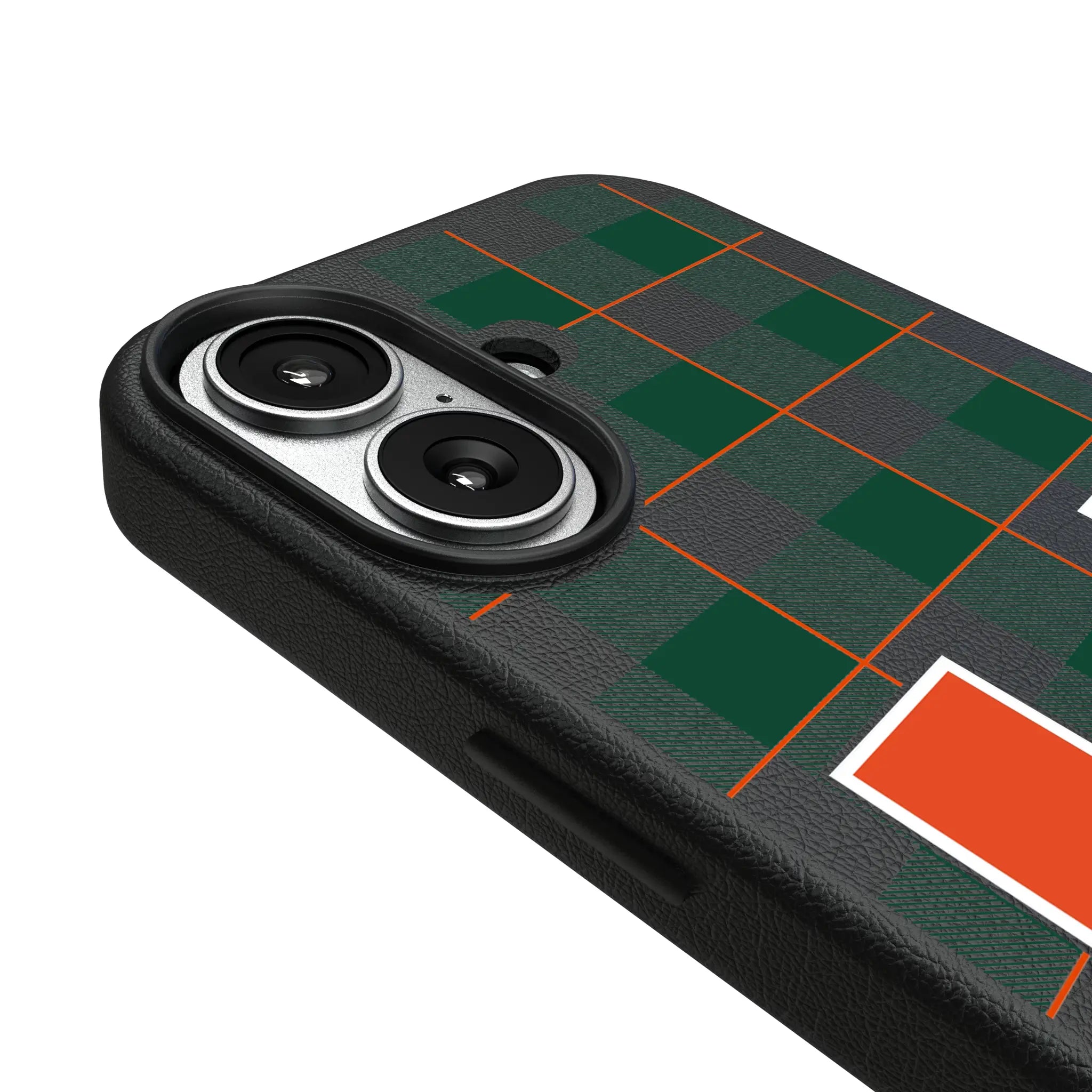 University of Miami Hurricanes Plaid iPhone MagSafe Compatible Phone Case for Apple iPhone - Detail#Device_iPhone 17
