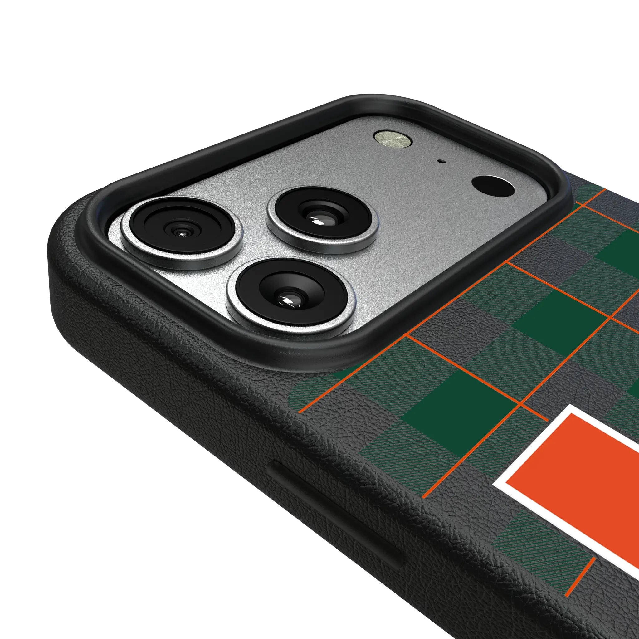 University of Miami Hurricanes Plaid iPhone MagSafe Compatible Phone Case for Apple iPhone - Detail#Device_iPhone 17 Pro Max