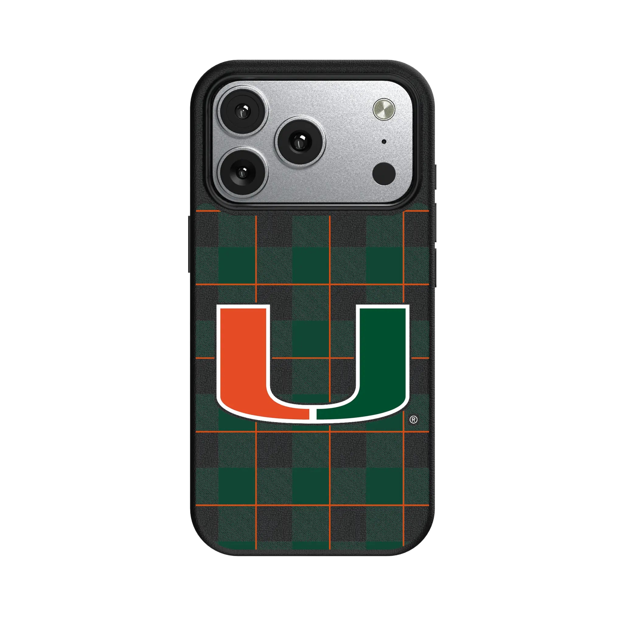 University of Miami Hurricanes Plaid iPhone MagSafe Compatible Phone Case for Apple iPhone#Device_iPhone 17 Pro