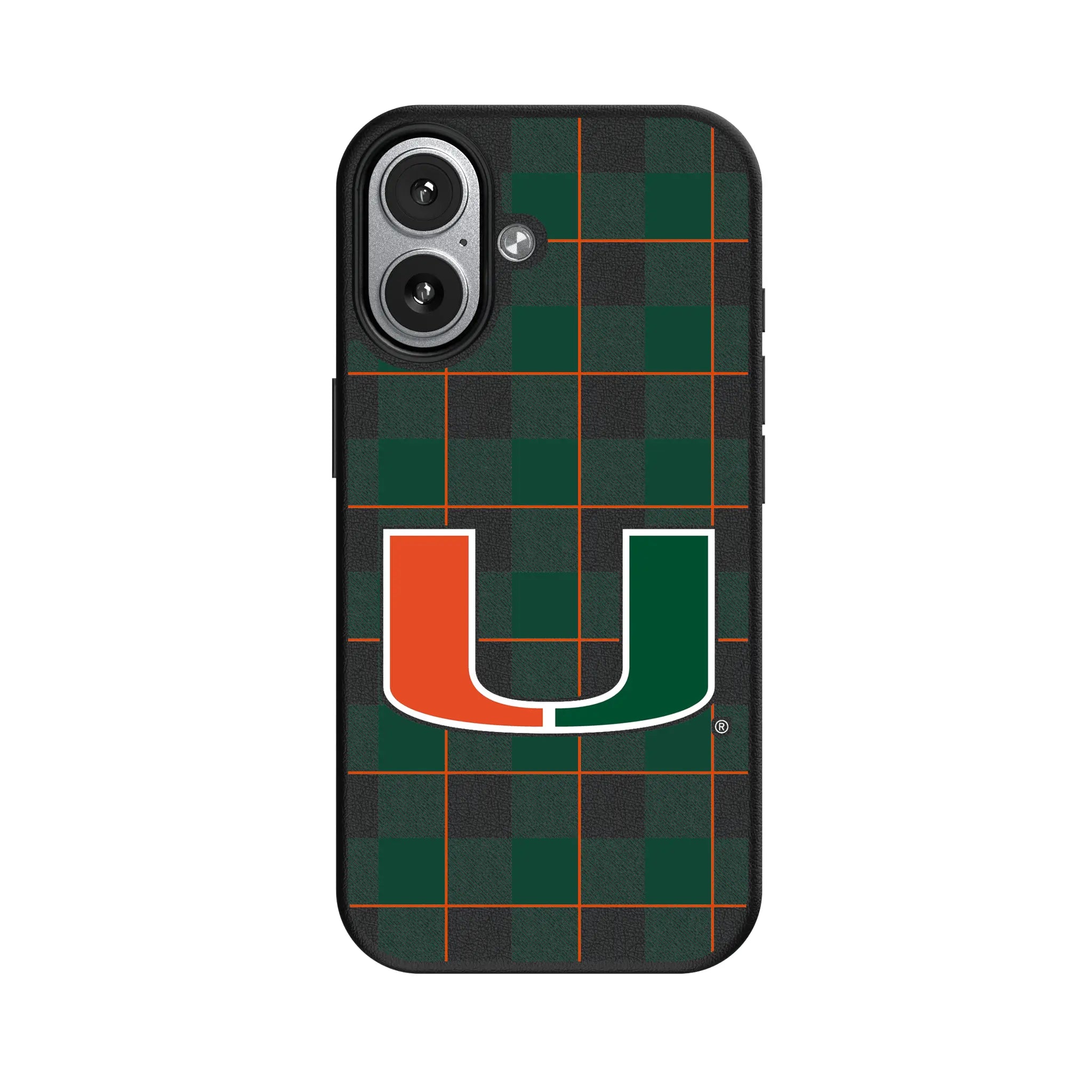 University of Miami Hurricanes Plaid iPhone MagSafe Compatible Phone Case for Apple iPhone#Device_iPhone 17