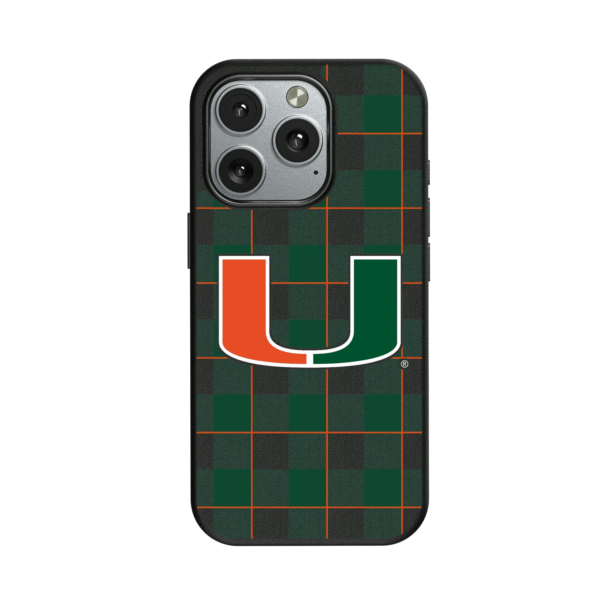 University of Miami Hurricanes Plaid iPhone MagSafe Compatible Phone Case for Apple iPhone