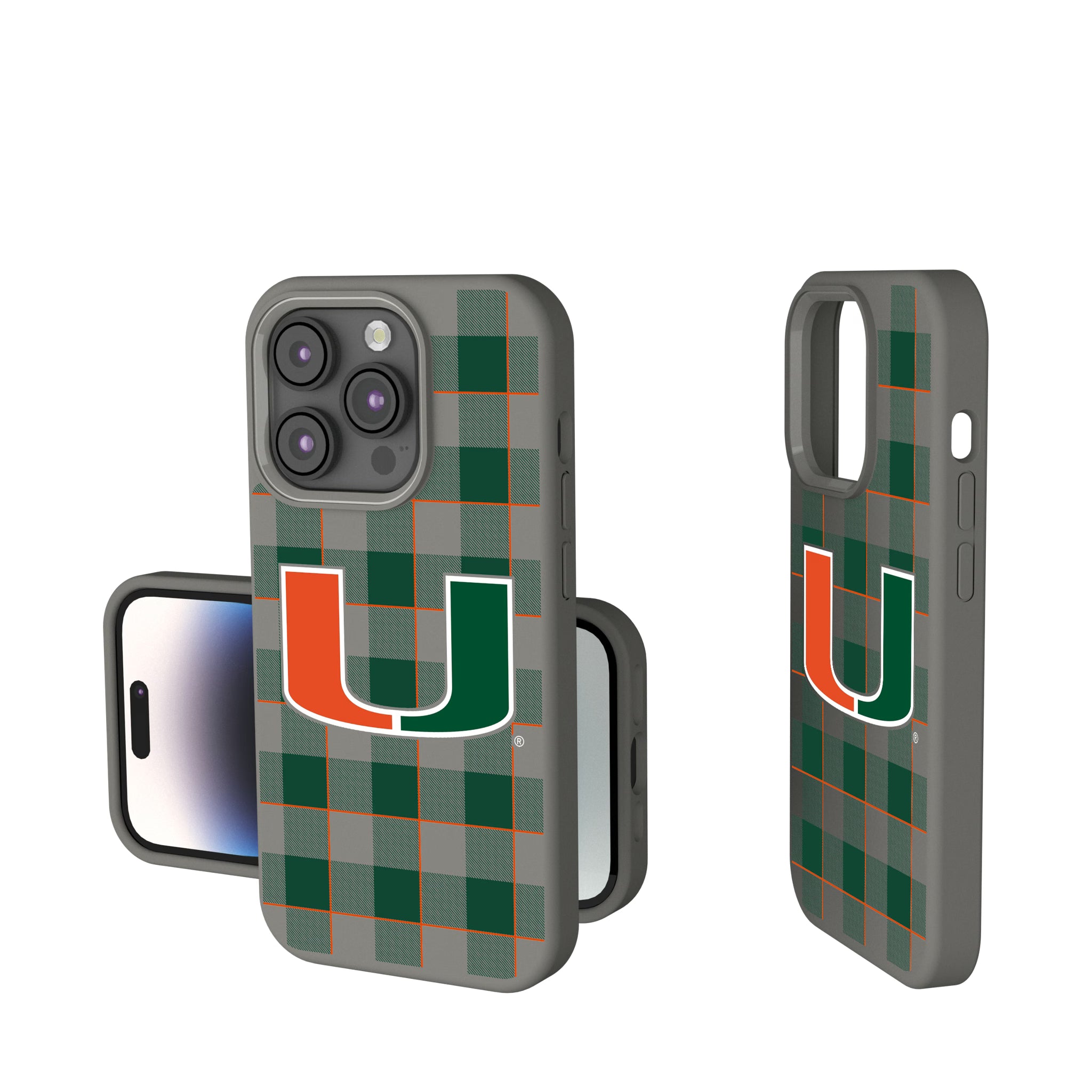 University of Miami Hurricanes Plaid iPhone Soft Touch Phone Case for Apple iPhone