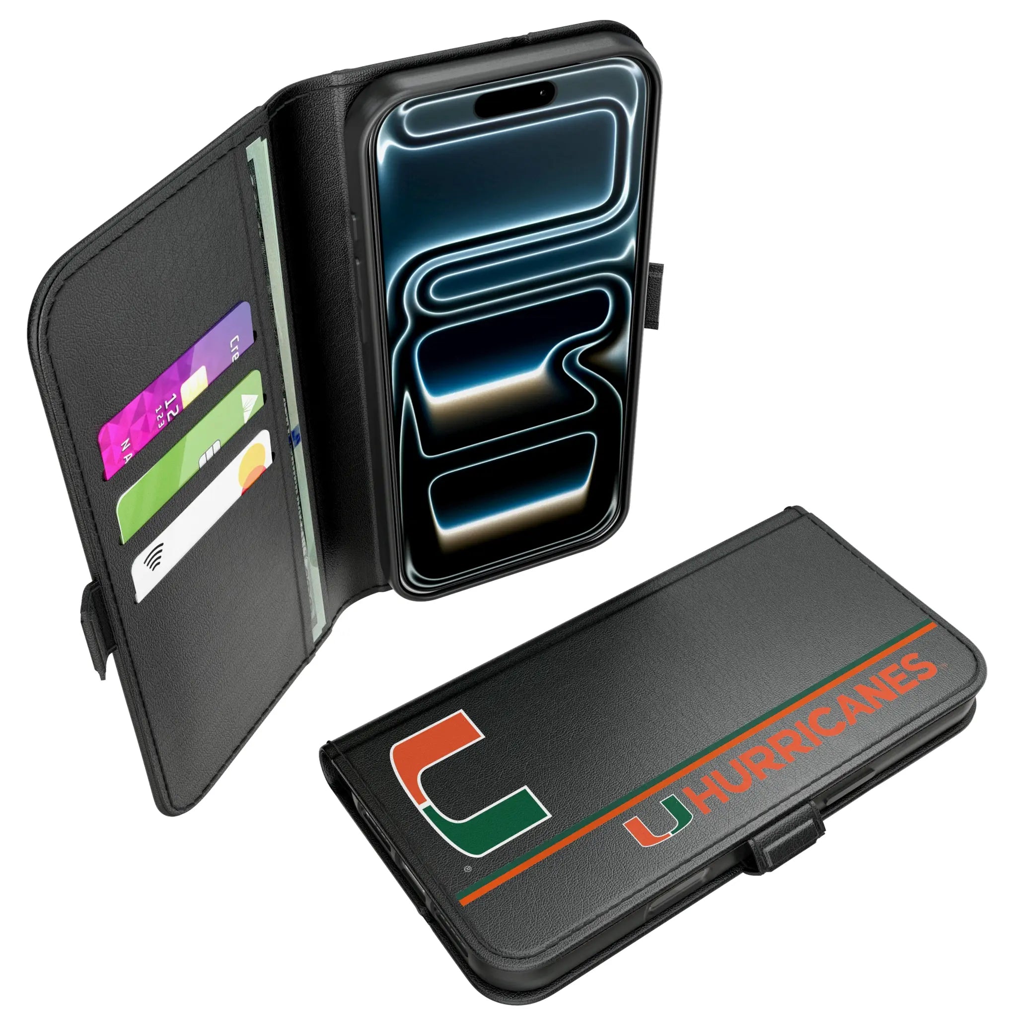 University of Miami Hurricanes Sidebar iPhone Folio Phone Case for Apple iPhone#Device_iPhone 17 Pro Max