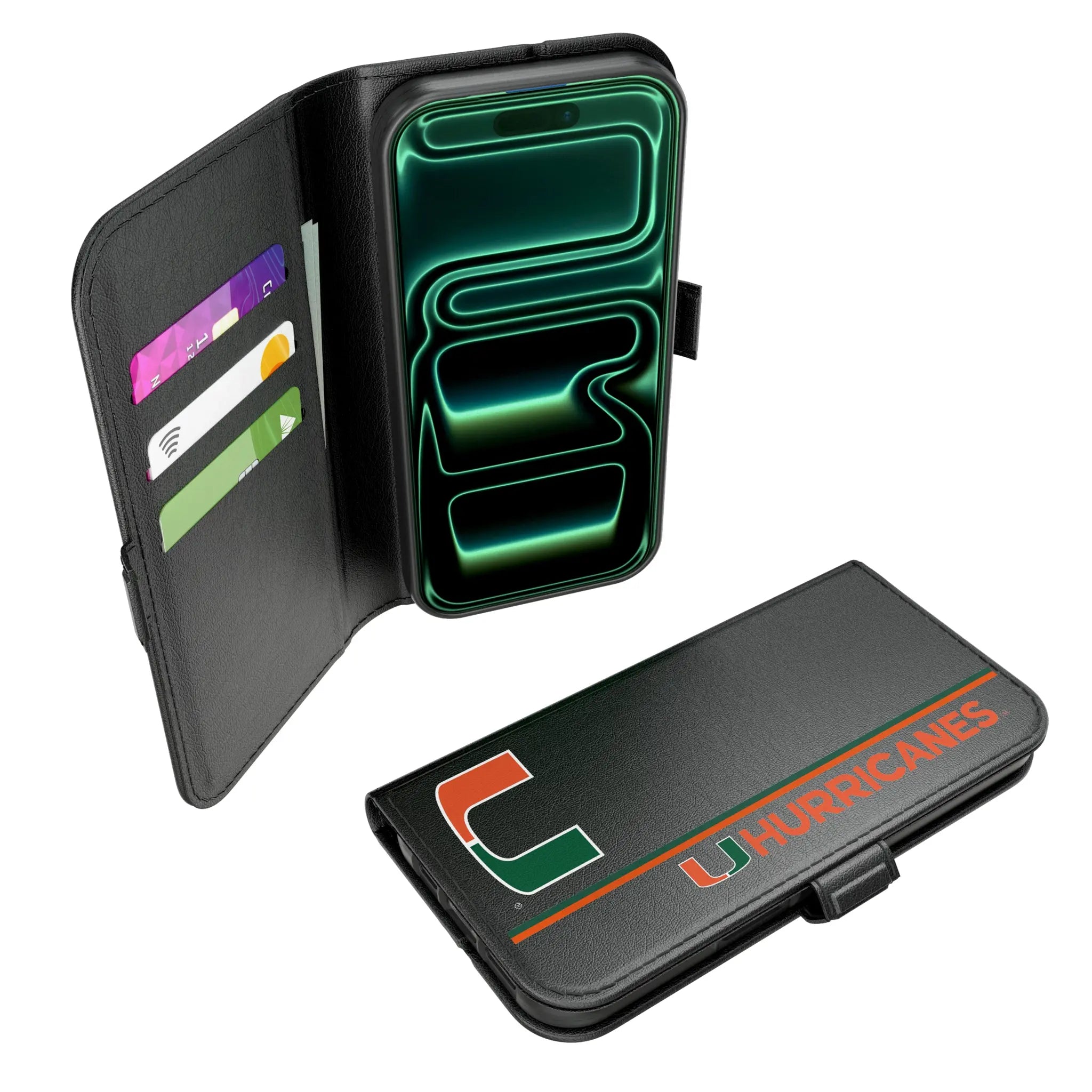 University of Miami Hurricanes Sidebar iPhone Folio Phone Case for Apple iPhone#Device_iPhone 17