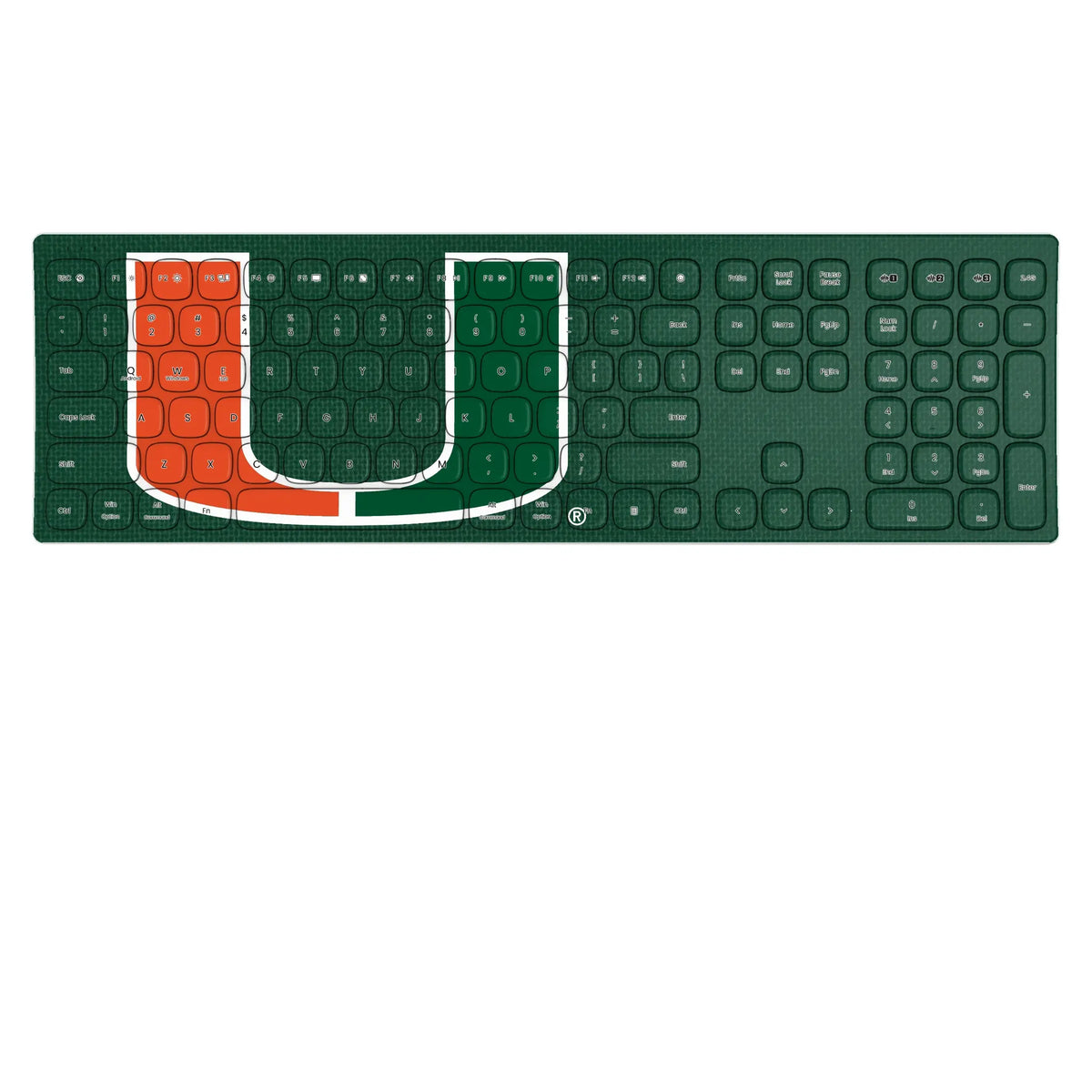 University of Miami Hurricanes Solid KKB605 Curved Wireless Keyboard