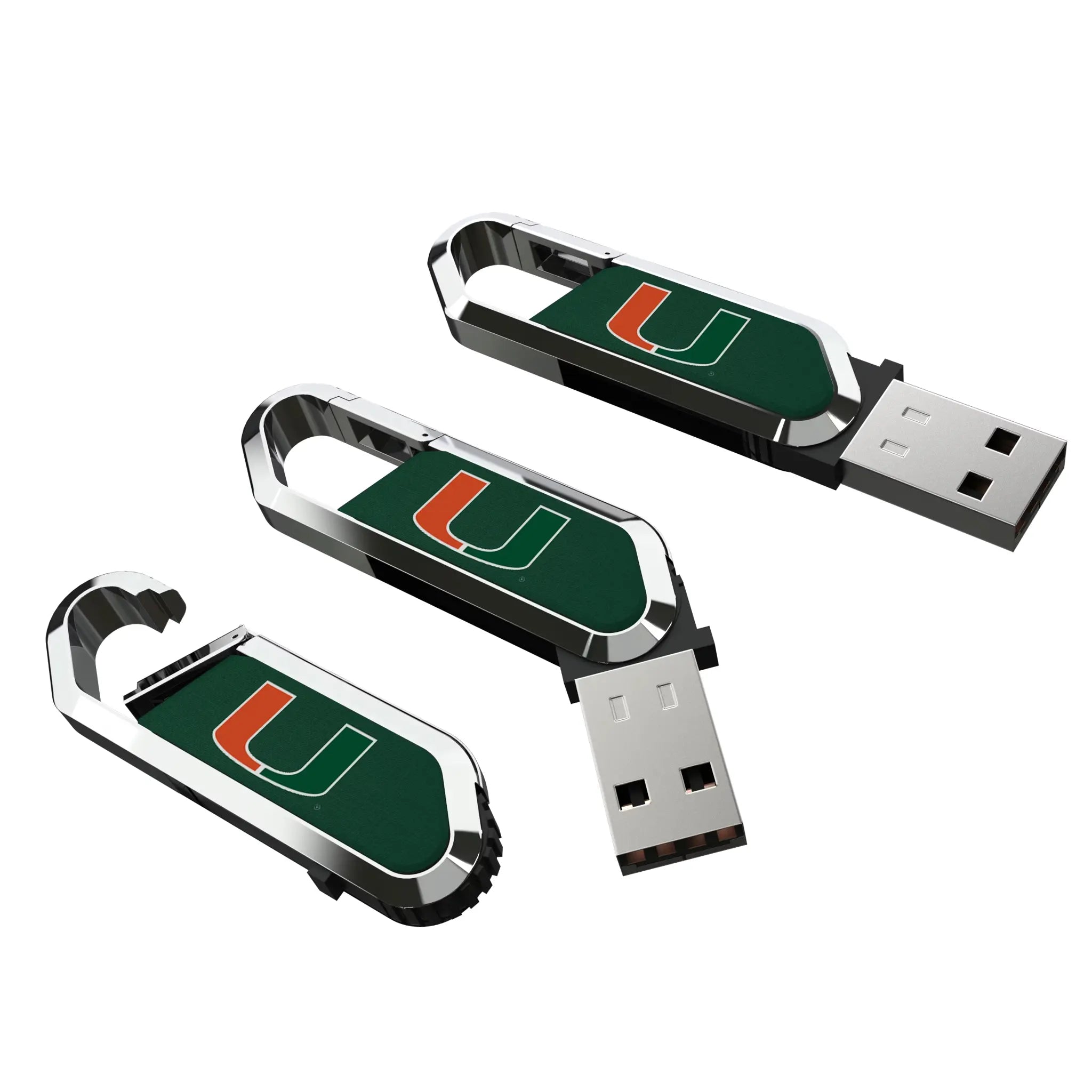 University of Miami Hurricanes Solid USB 64GB Clip Style Flash Drive