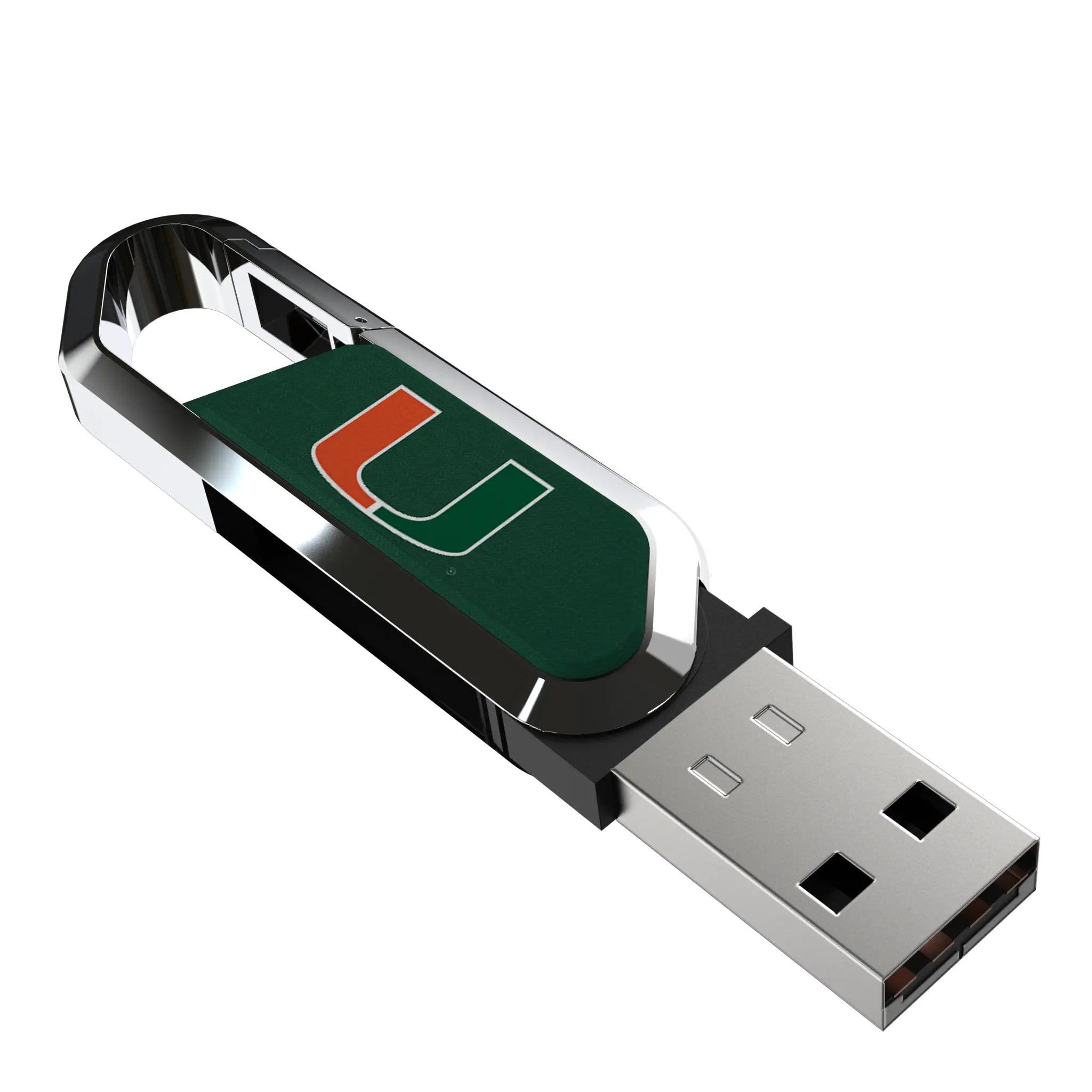 University of Miami Hurricanes Solid USB 64GB Clip Style Flash Drive