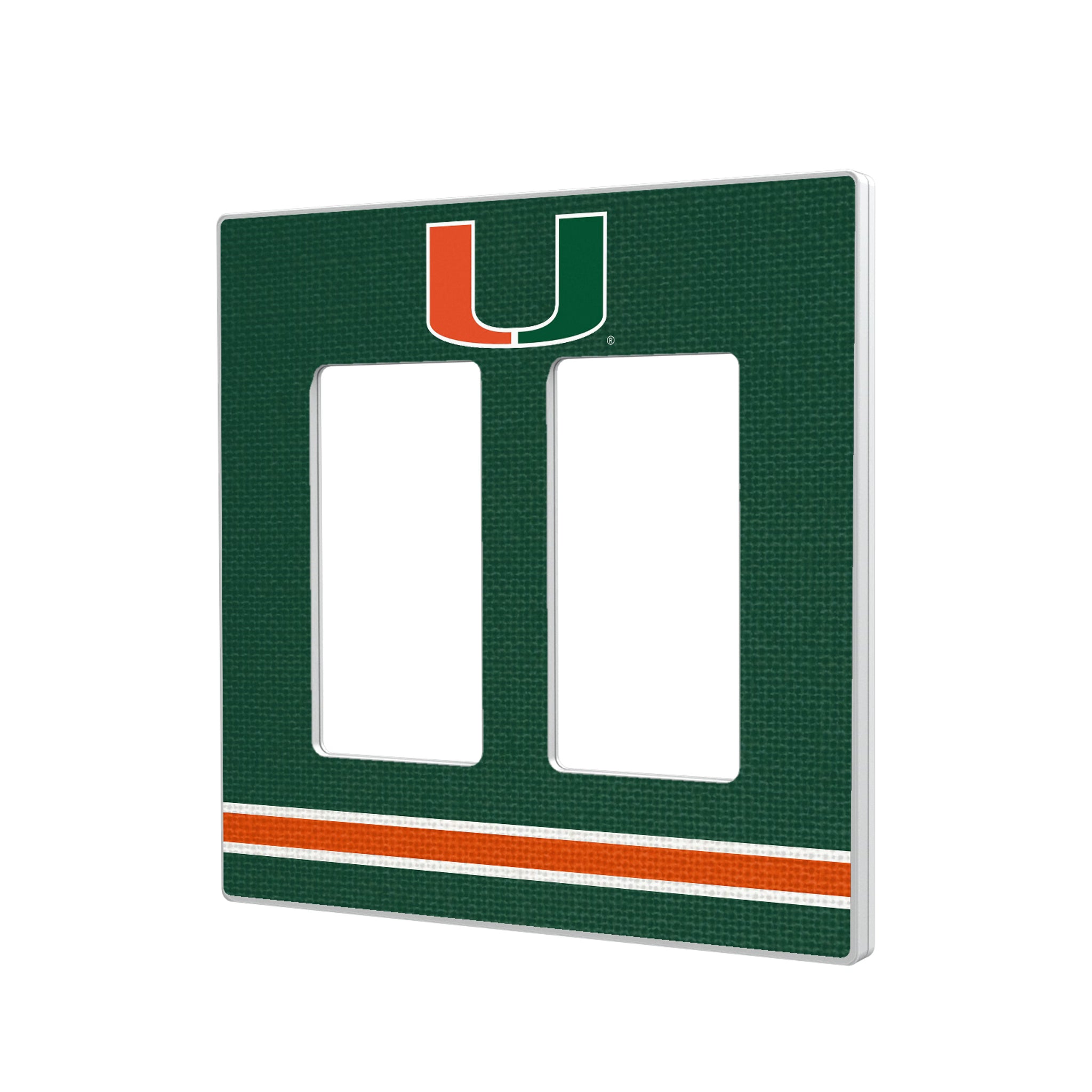 University of Miami Hurricanes Stripe Hidden-Screw Light Switch Plate#Style_Double Rocker