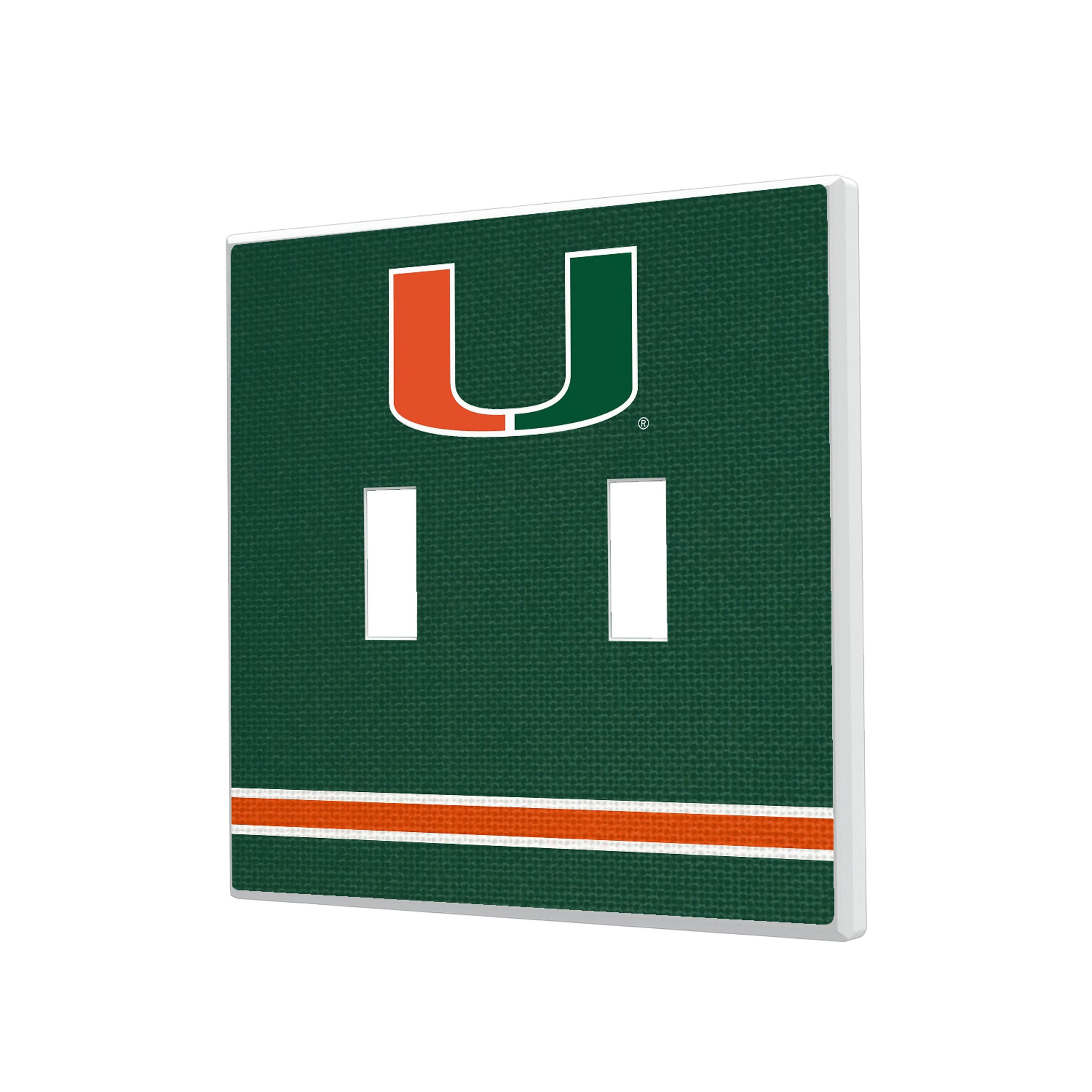 University of Miami Hurricanes Stripe Hidden-Screw Light Switch Plate#Style_Double Toggle