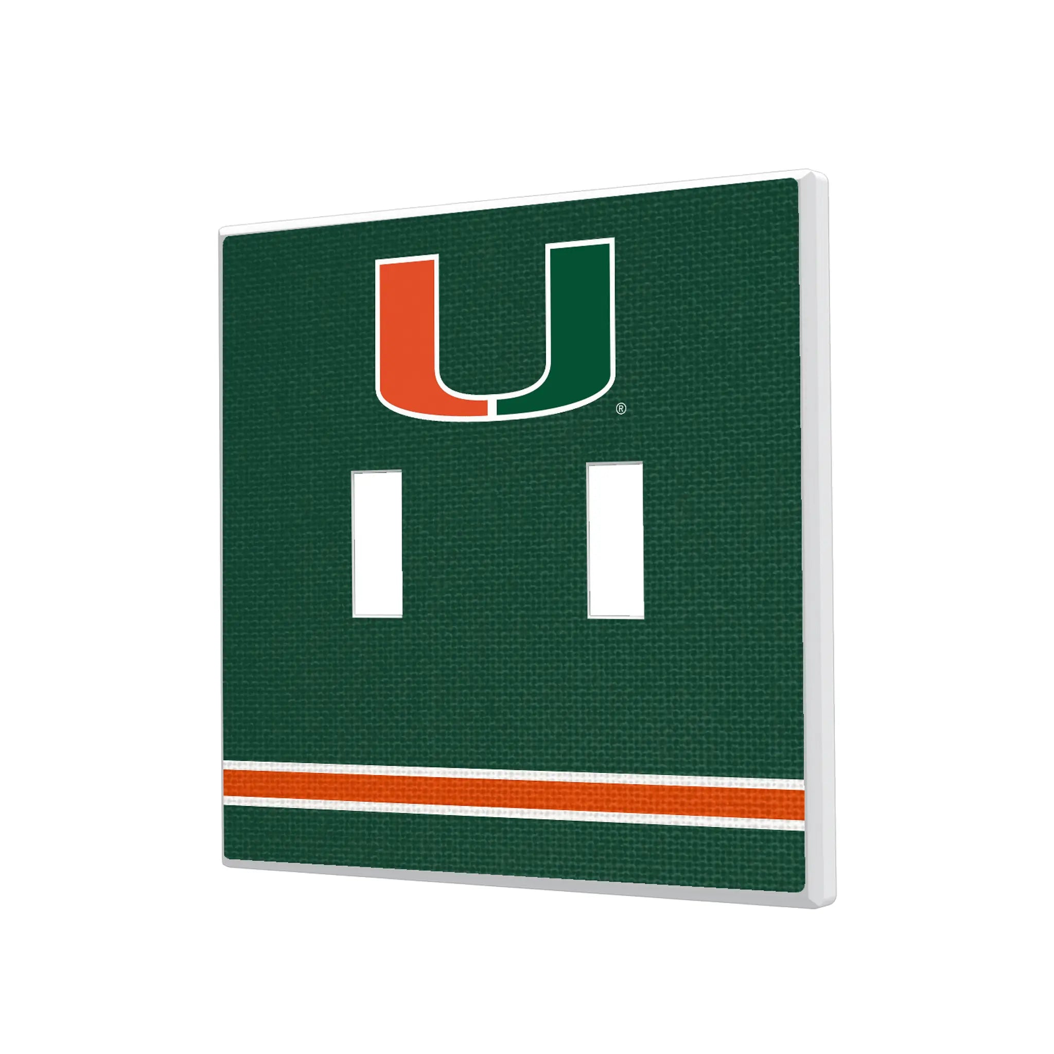 University of Miami Hurricanes Stripe Hidden-Screw Light Switch Plate#Style_Double Toggle
