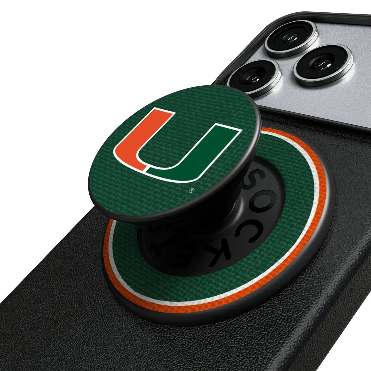 University of Miami Hurricanes Stripe Popsockets Round Magnetic