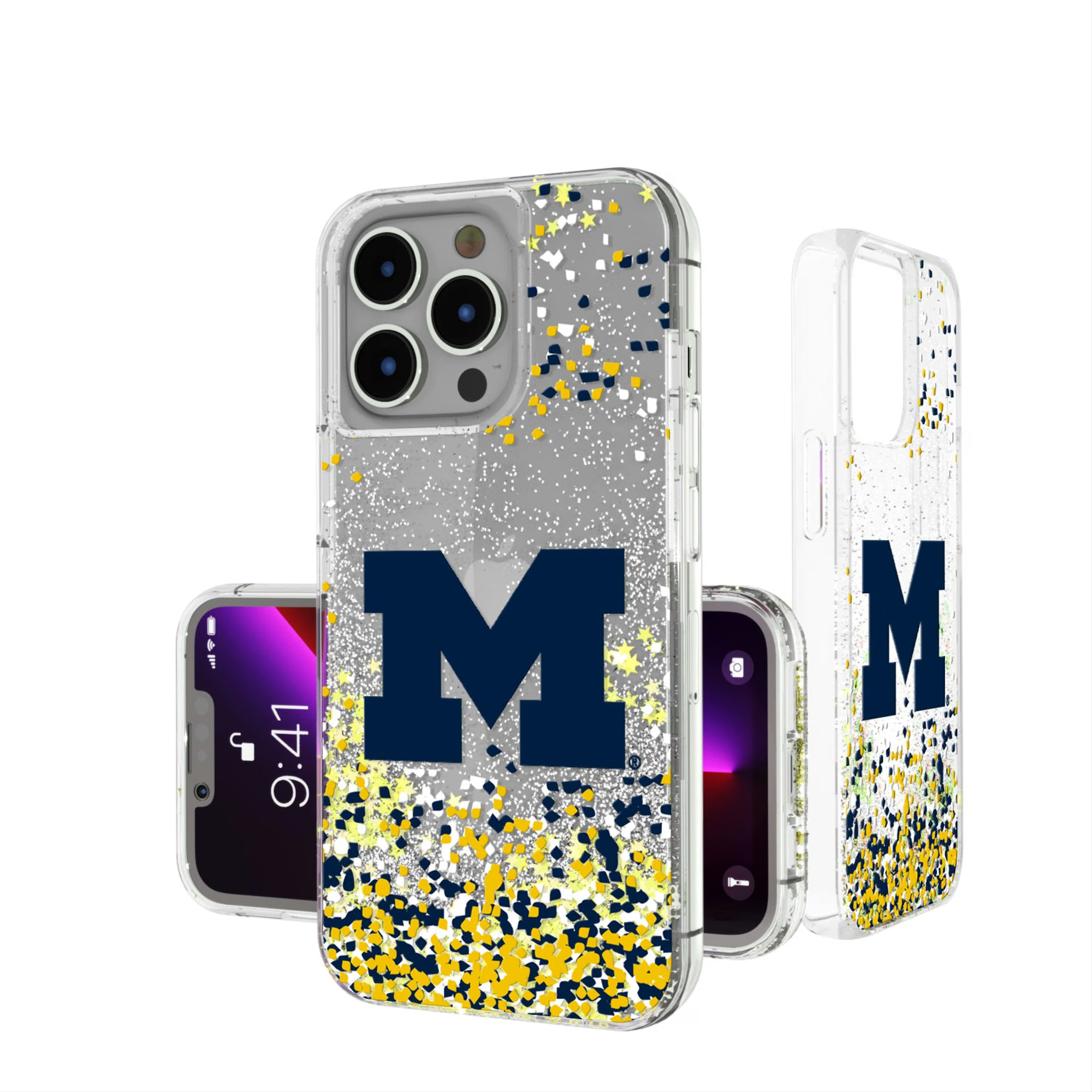 University of Michigan Wolverines Confetti iPhone Glitter Phone Case for Apple iPhone