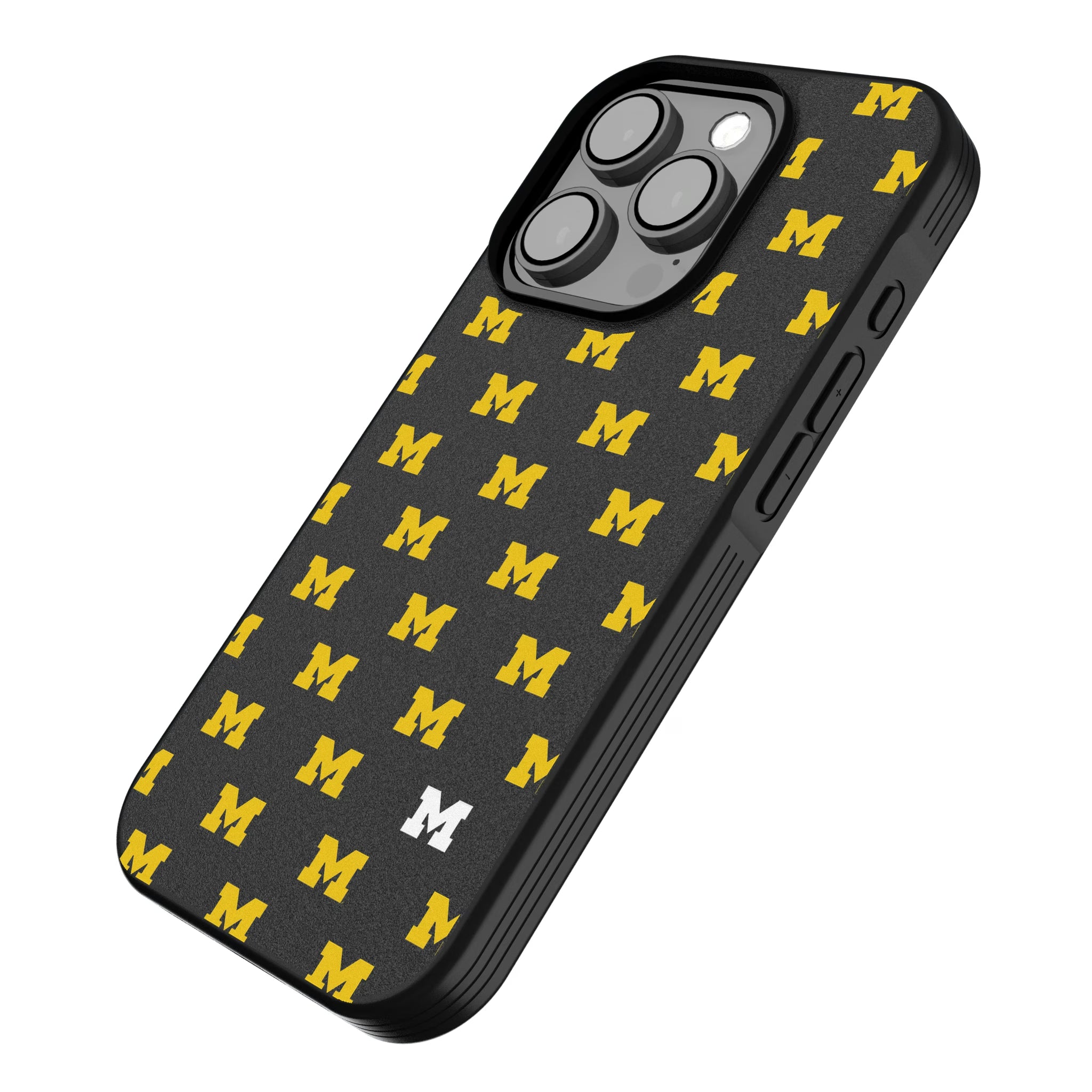 University of Michigan Wolverines Fashion Pattern iPhone Bump Phone Case for Apple iPhone - Isometric View