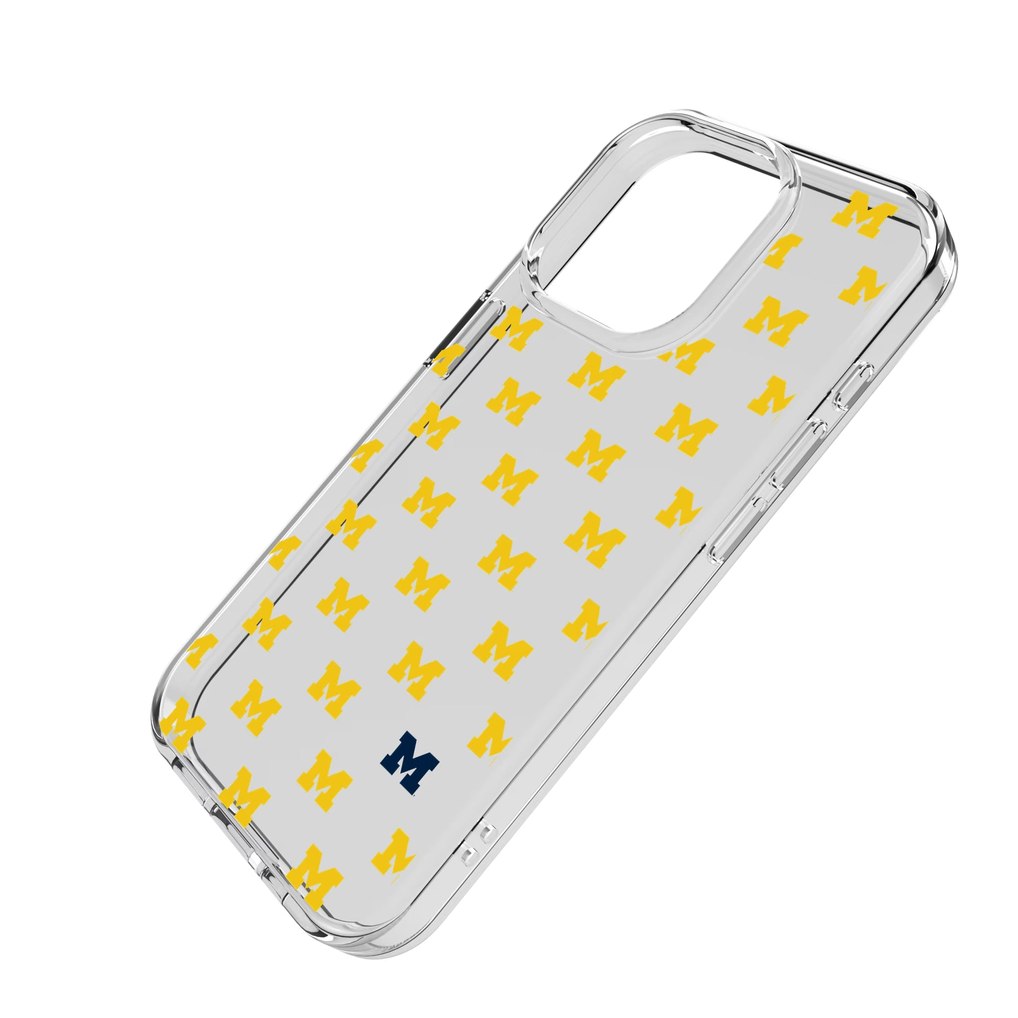 University of Michigan Wolverines Fashion Pattern iPhone Clear Phone Case for Apple iPhone - Isometric View