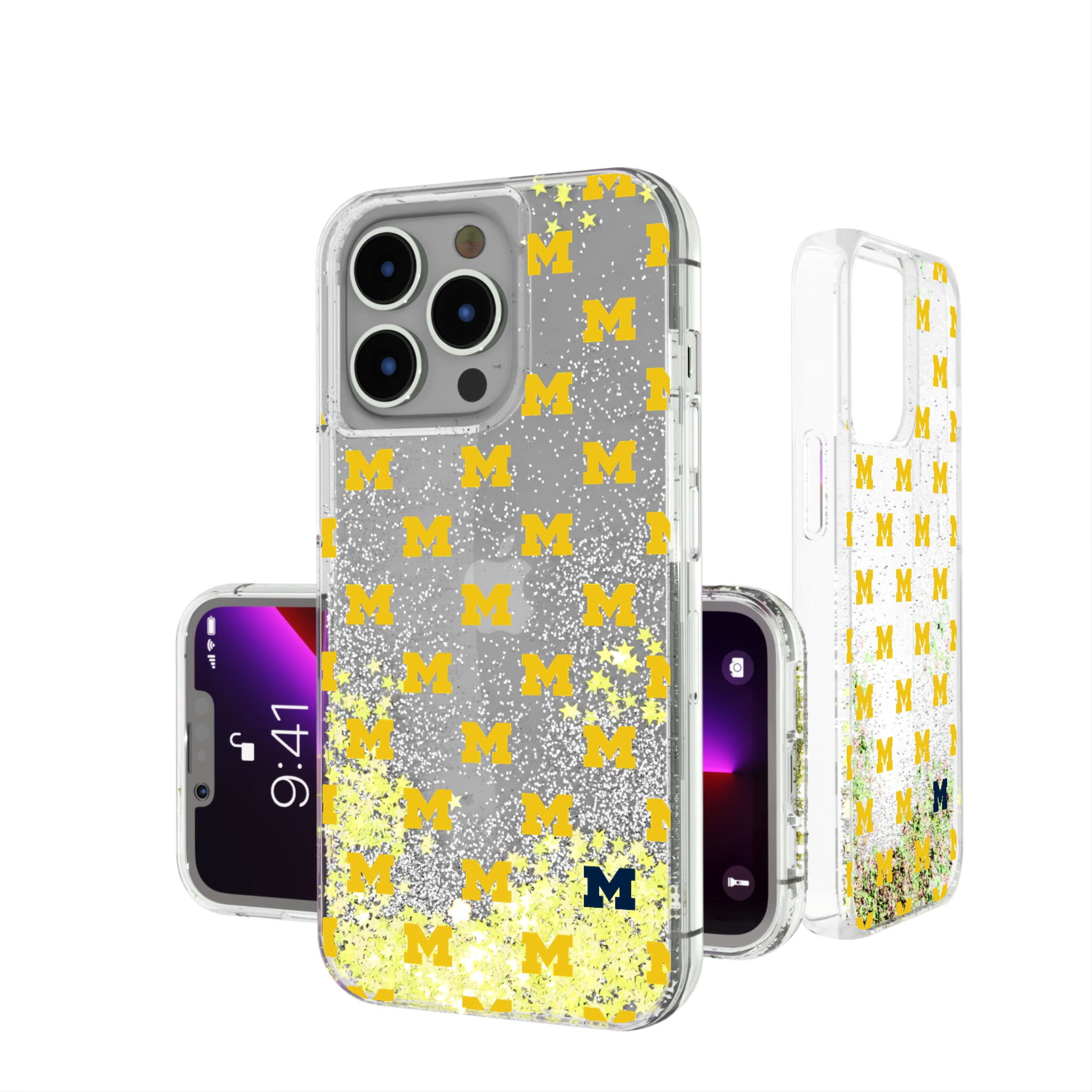 University of Michigan Wolverines Fashion Pattern iPhone Glitter Phone Case for Apple iPhone