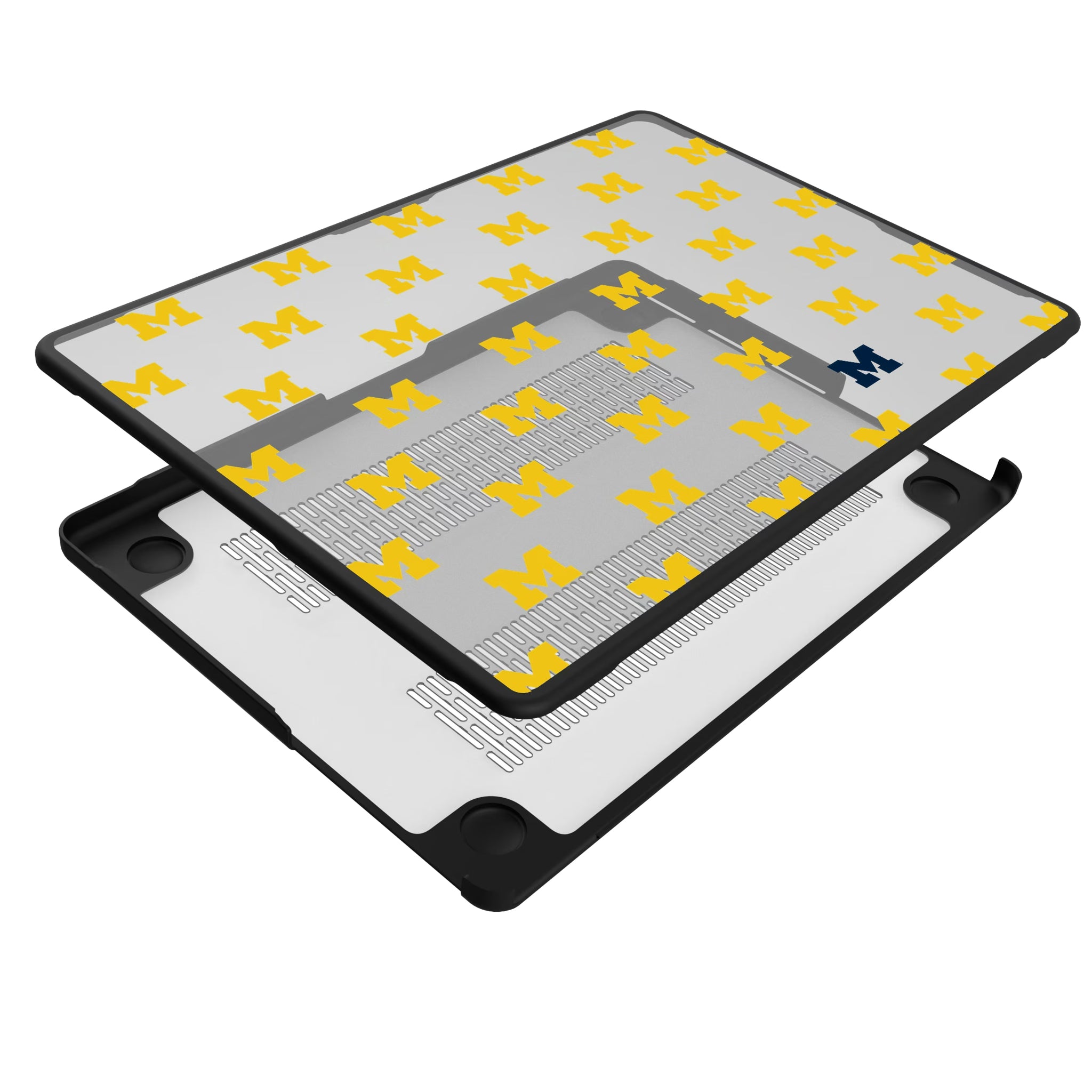 University of Michigan Wolverines Fashion Pattern MacBook Laptop Case for Apple MacBook - Isometric View#Device_MacBook Pro (14-inch, 2021) / MacBook Pro (14-inch, 2023) / MacBook Pro (14-inch, 2024)