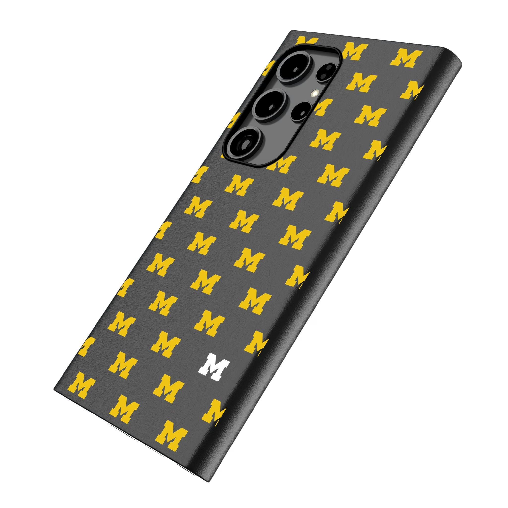 University of Michigan Wolverines Fashion Pattern Galaxy MagSafe Compatible Phone Case for Samsung Galaxy - Isometric View