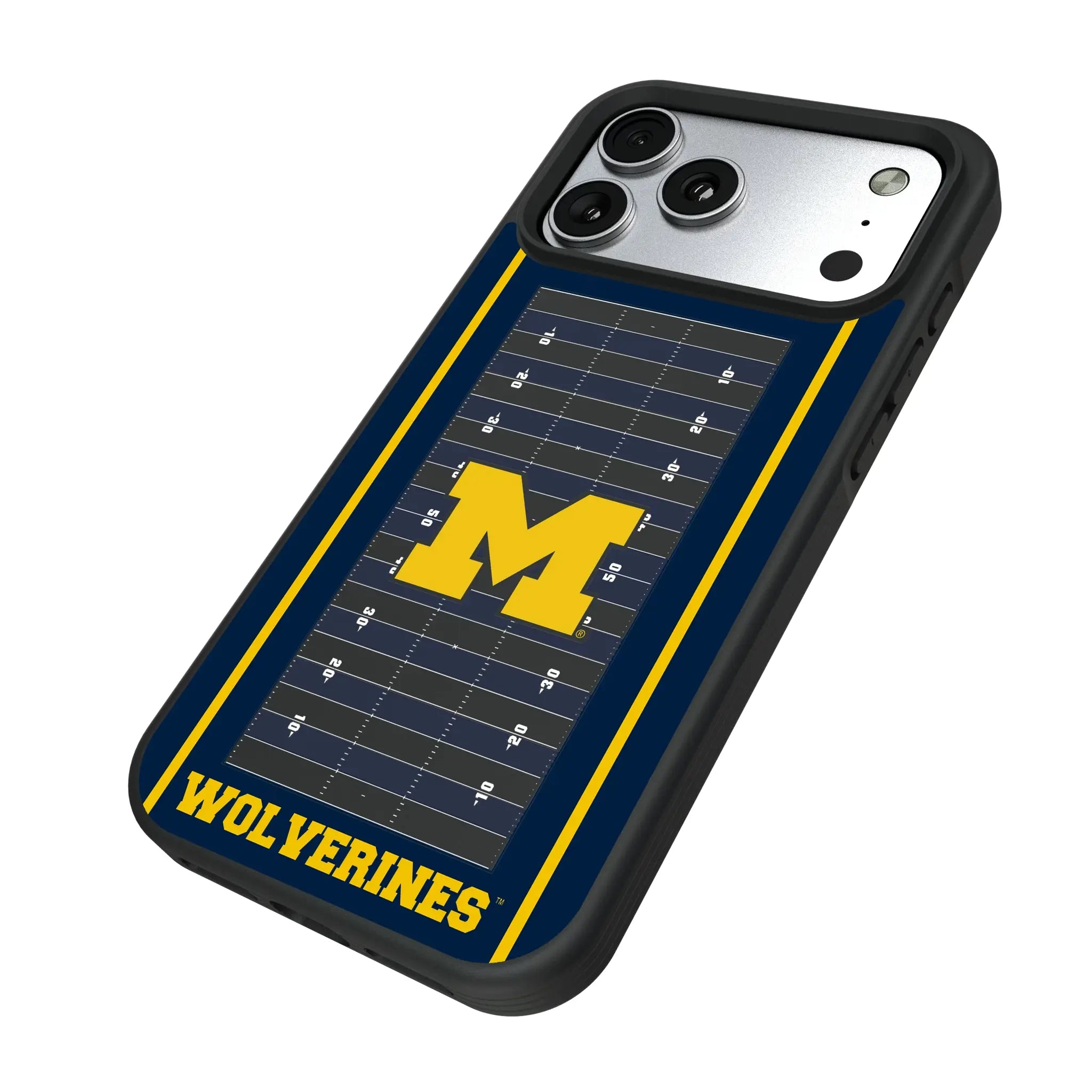 University of Michigan Wolverines Field iPhone Bump Phone Case for Apple iPhone - Isometric View#Device_iPhone 17 Pro Max