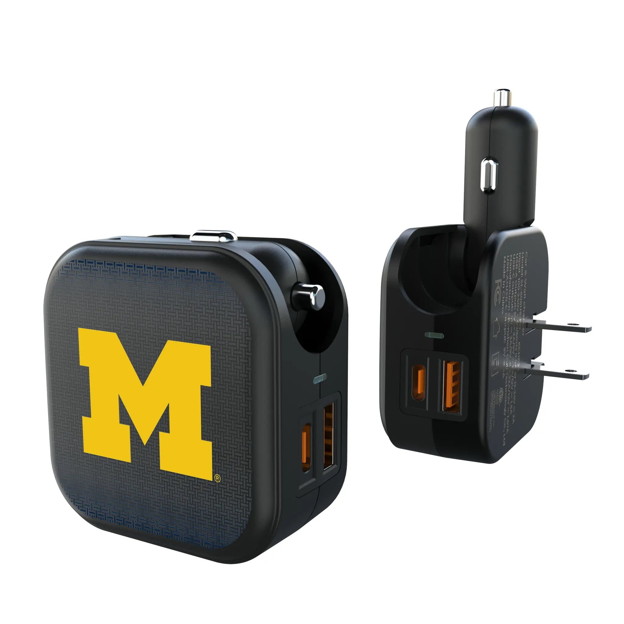 University of Michigan Wolverines Linen 2 in 1 USB A/C Charger