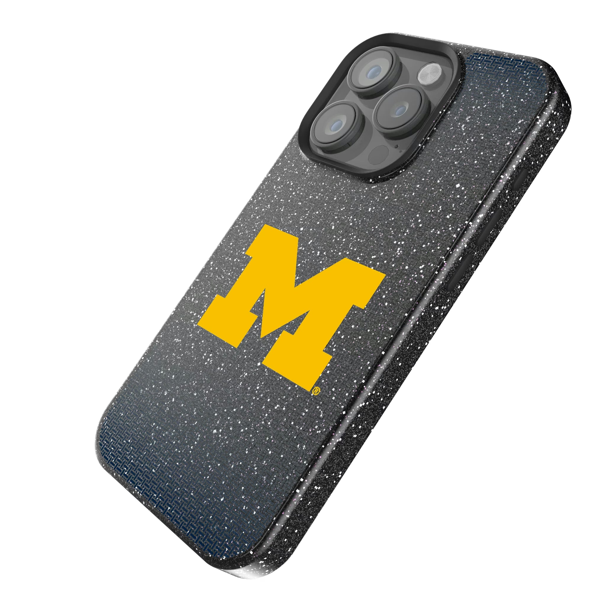 University of Michigan Wolverines Linen iPhone Bling Phone Case for Apple iPhone - Isometric View