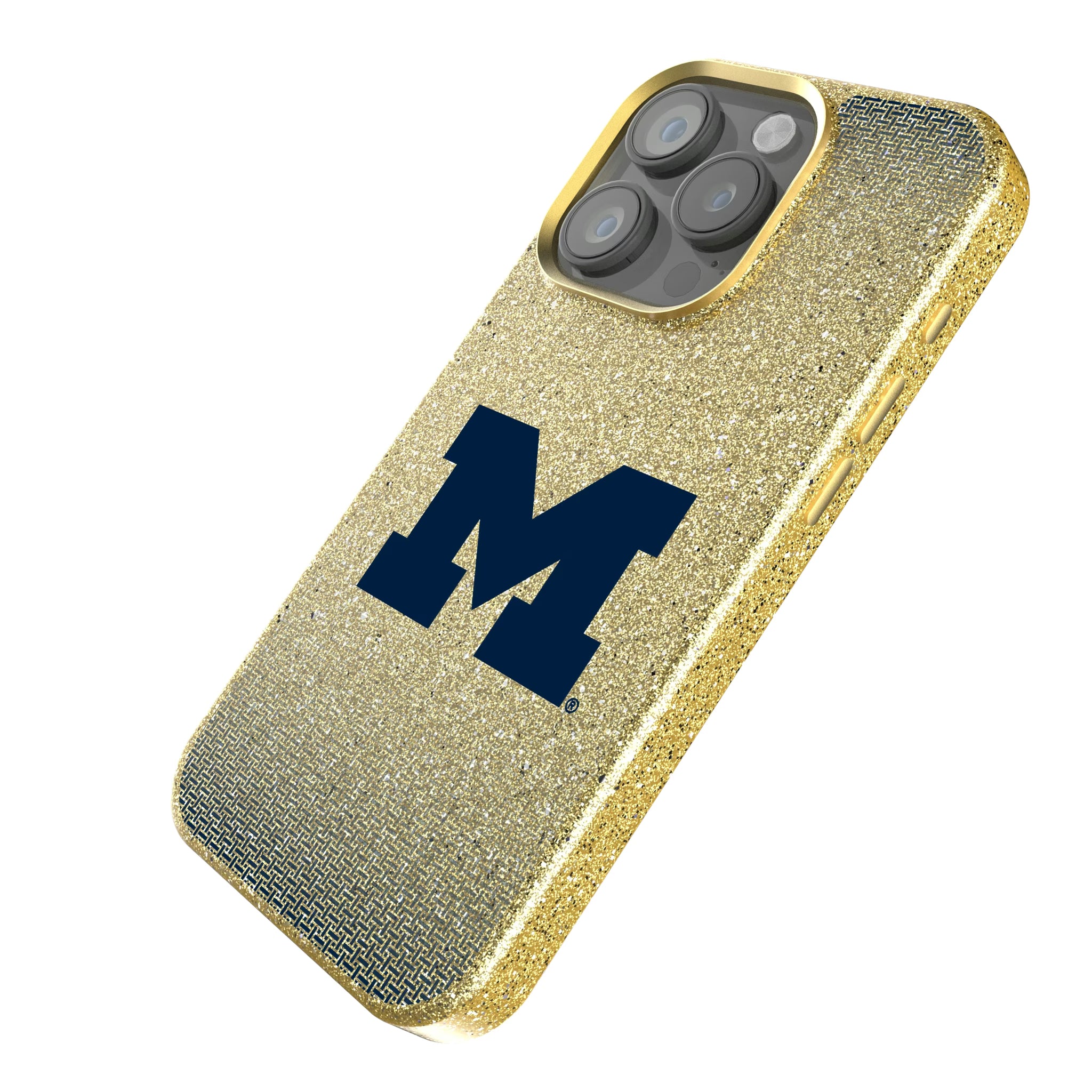 University of Michigan Wolverines Linen iPhone Bling Phone Case for Apple iPhone - Isometric View