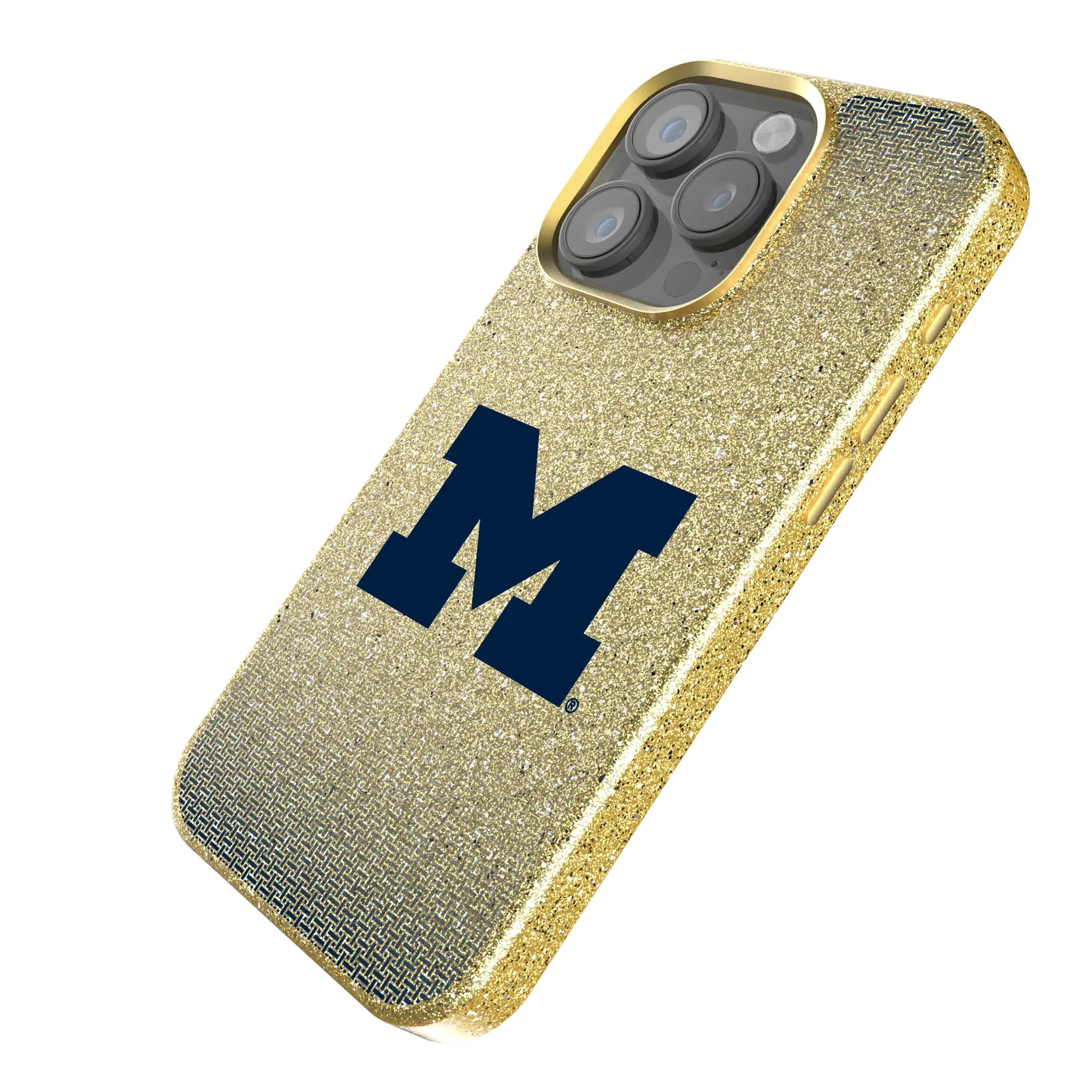 University of Michigan Wolverines Linen iPhone Bling Phone Case for Apple iPhone - Isometric View